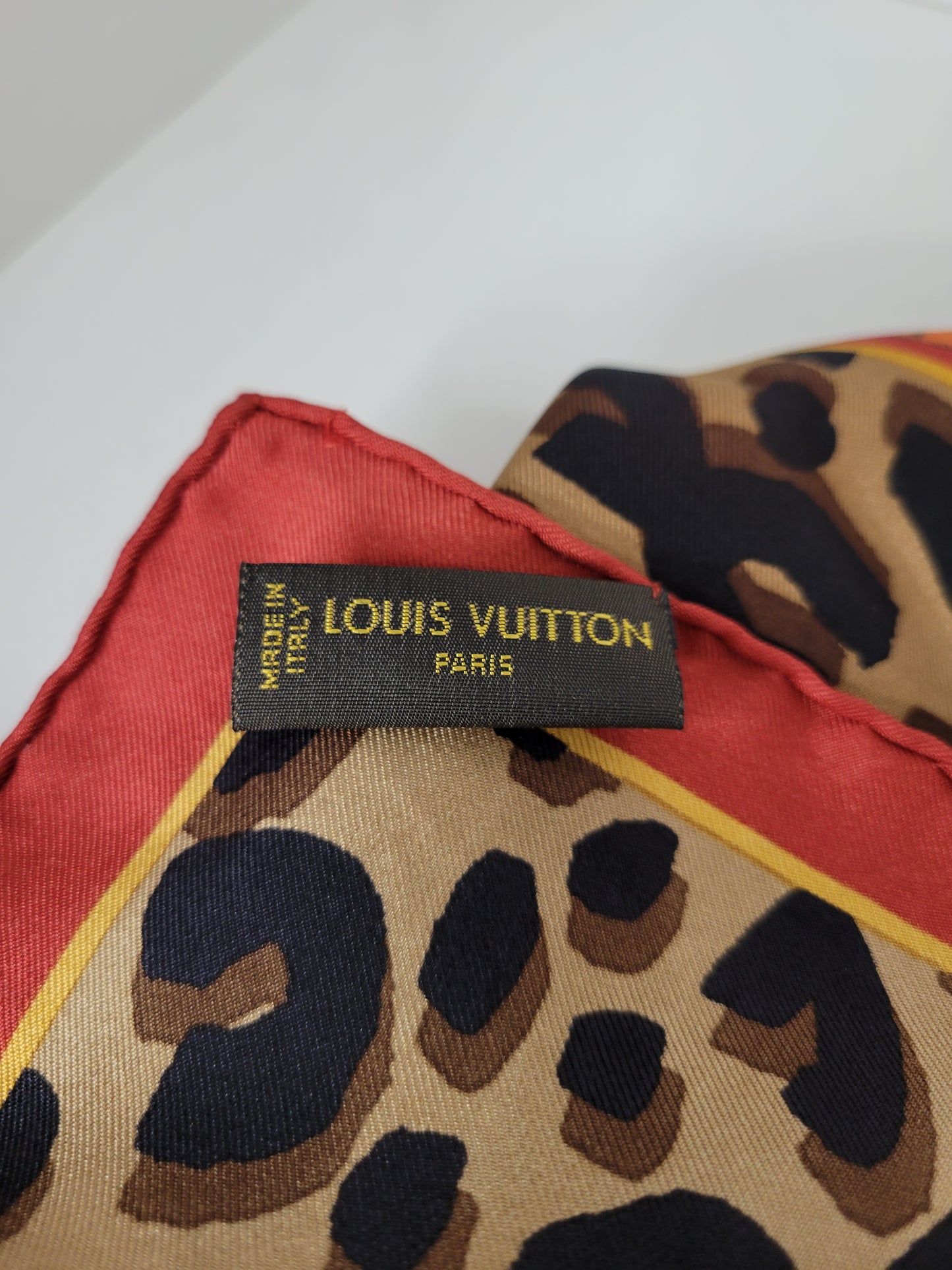 Louis Vuitton Kalahari Red Leopard Silk Square