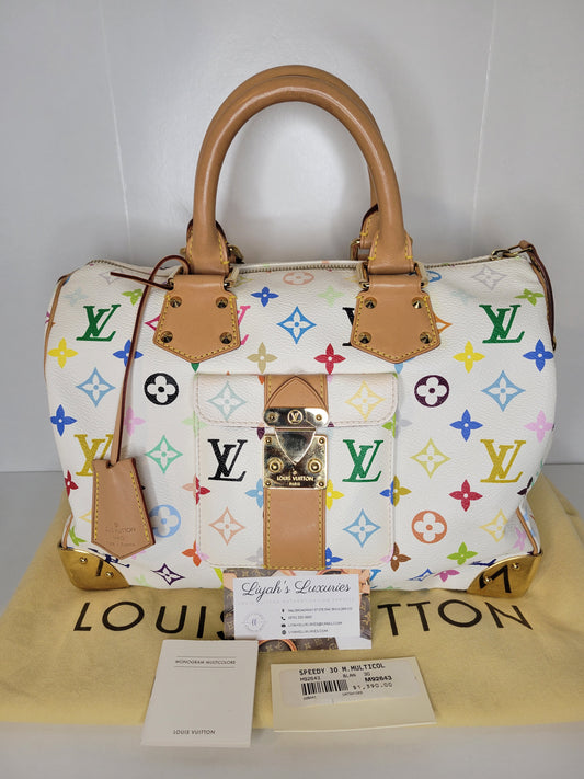 Louis Vuitton White Multicolore Speedy 30 SP1023