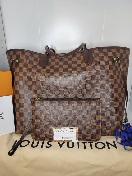 Louis Vuitton Damier Ebene Neverfull GM & Pochette (Microchip)