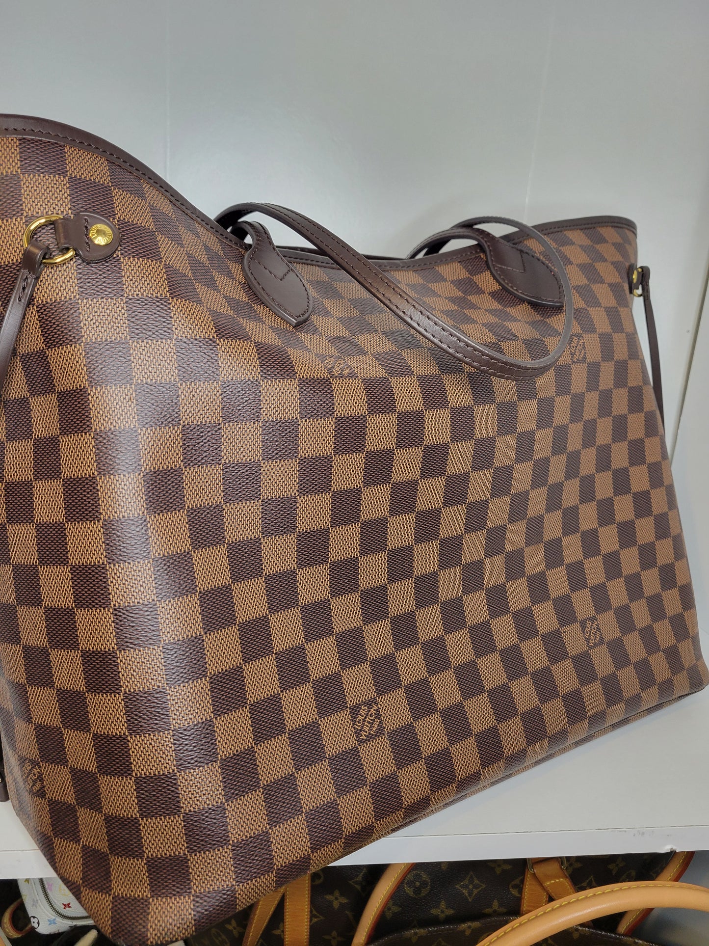 Louis Vuitton Damier Ebene Neverfull GM & Pochette (Microchip)