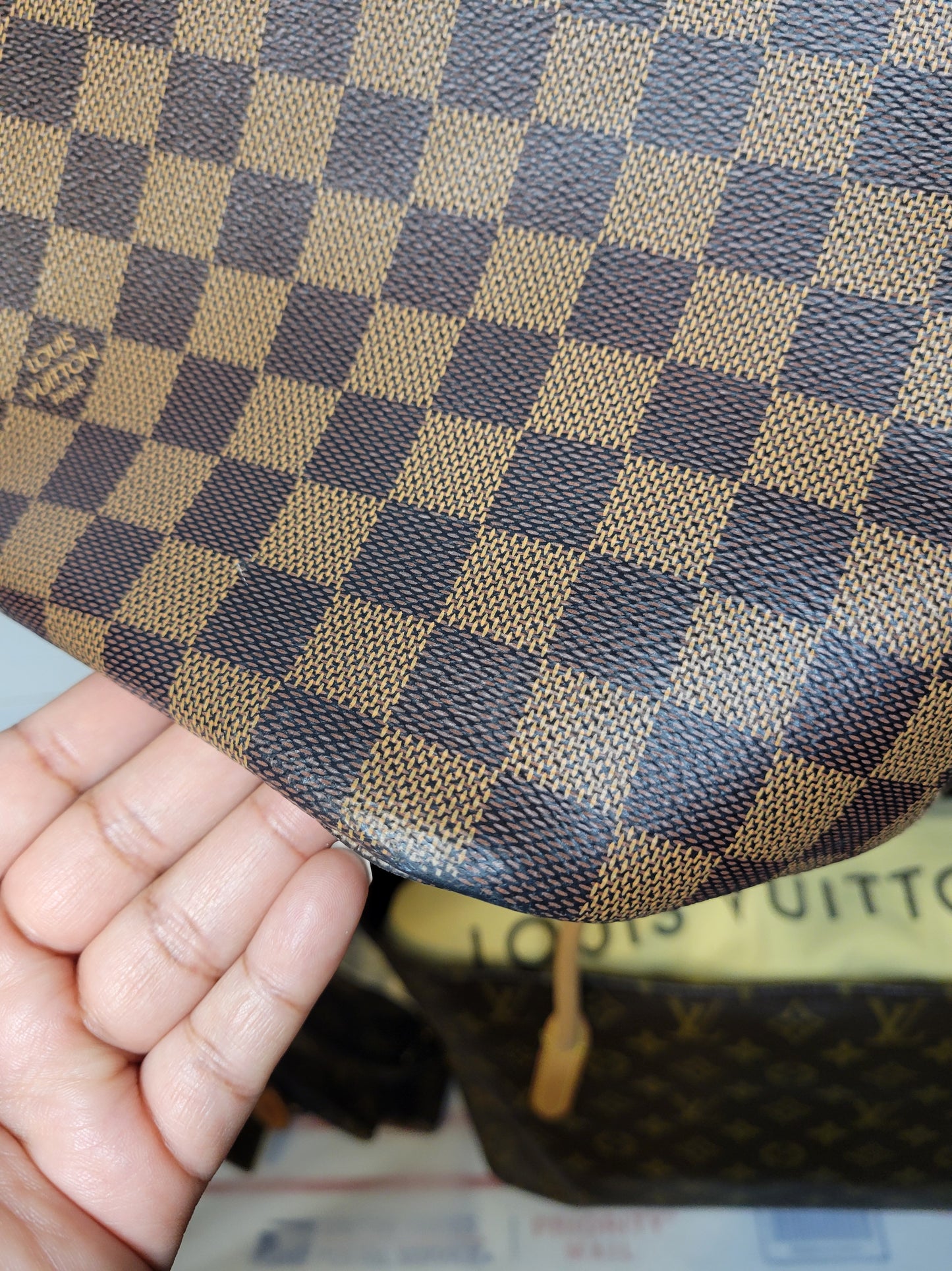 Louis Vuitton Damier Ebene Neverfull GM & Pochette (Microchip)