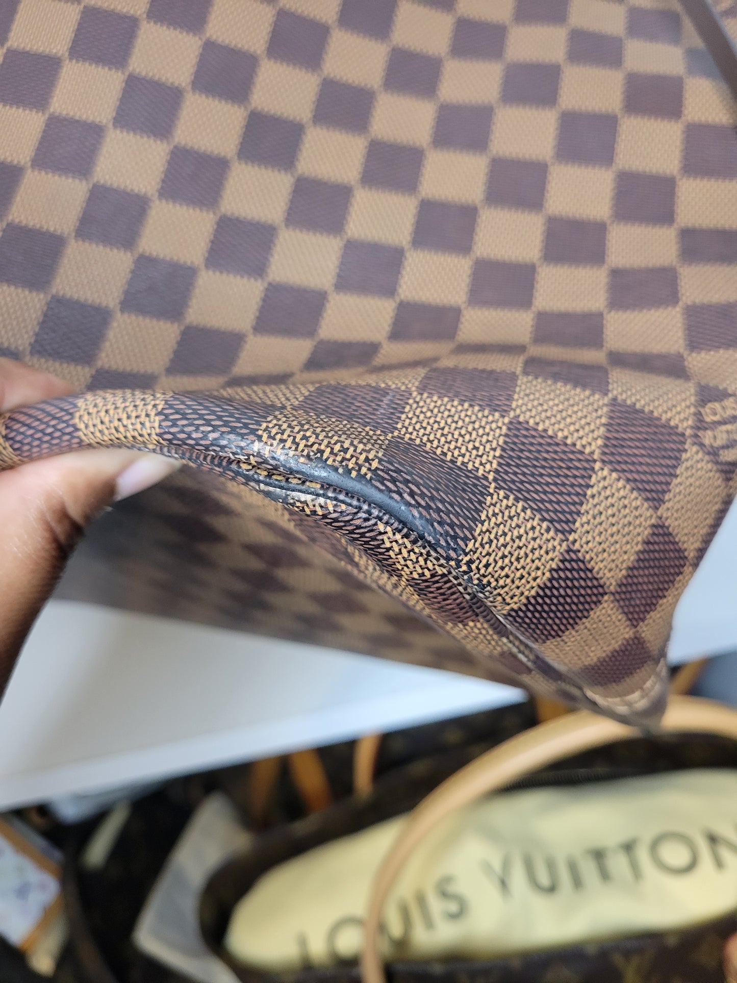 Louis Vuitton Damier Ebene Neverfull GM & Pochette (Microchip)