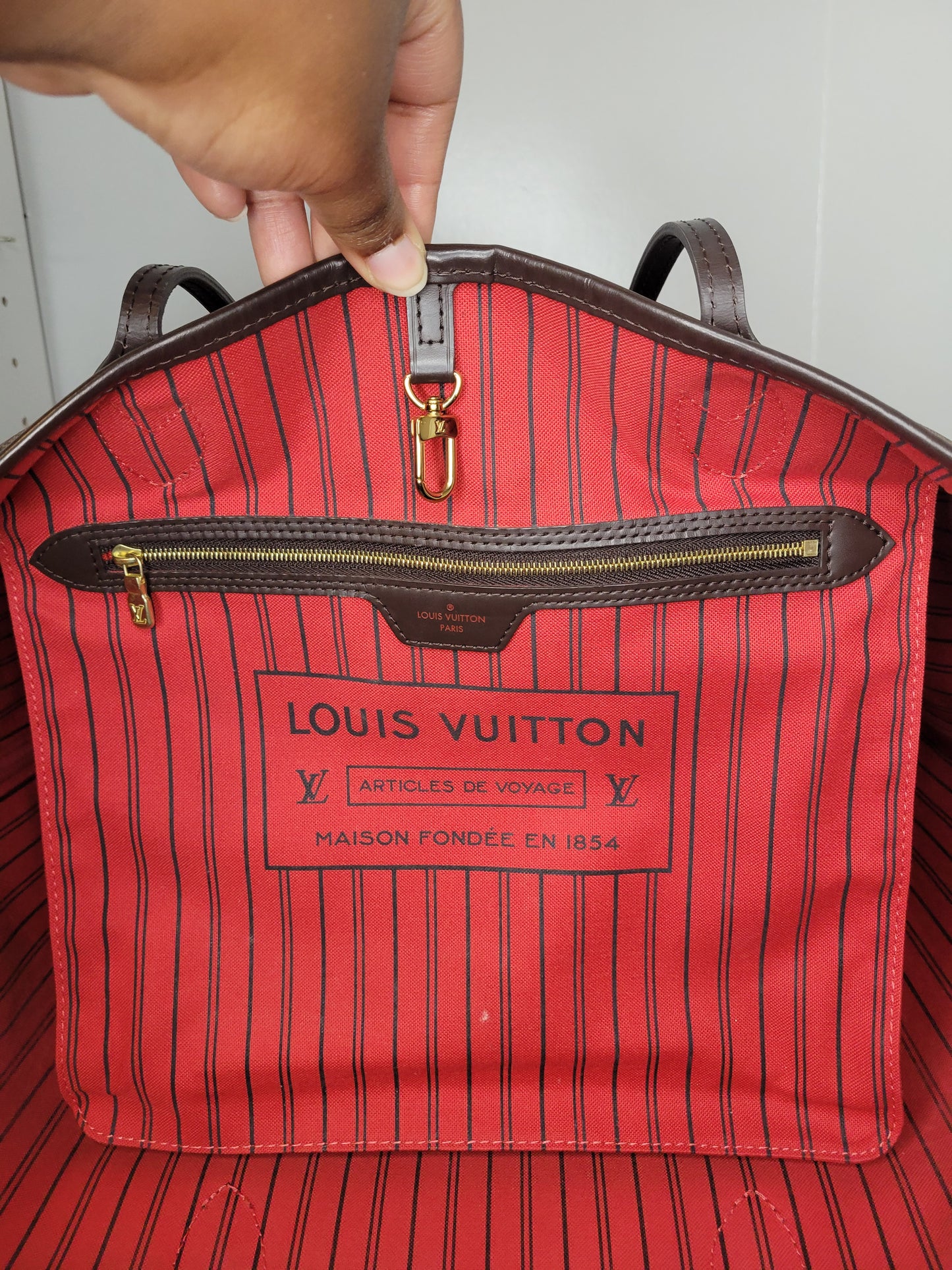 Louis Vuitton Damier Ebene Neverfull GM & Pochette (Microchip)