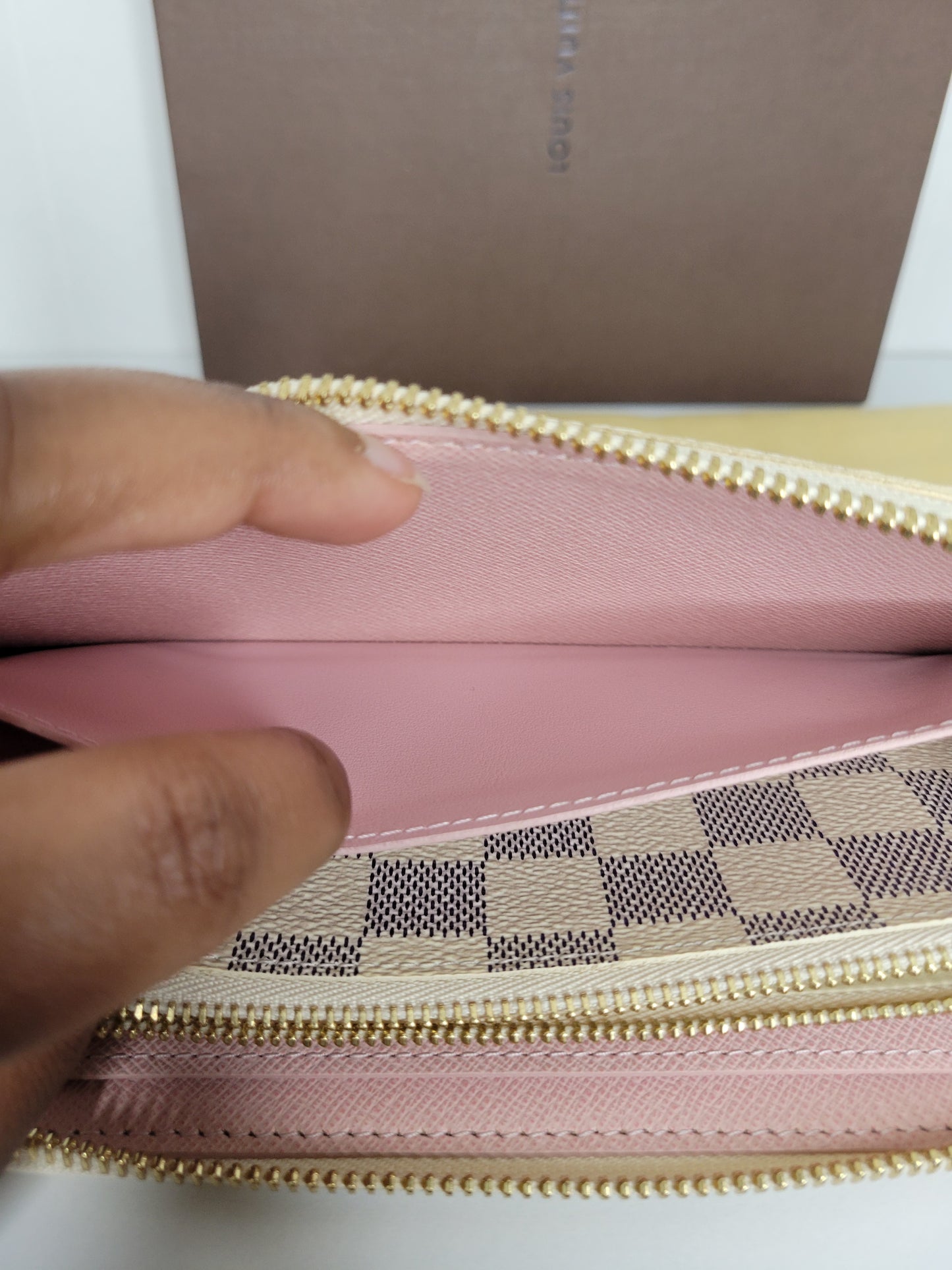 Louis Vuitton Damier Azur Rose Ballerine Clemence Wallet SD2169