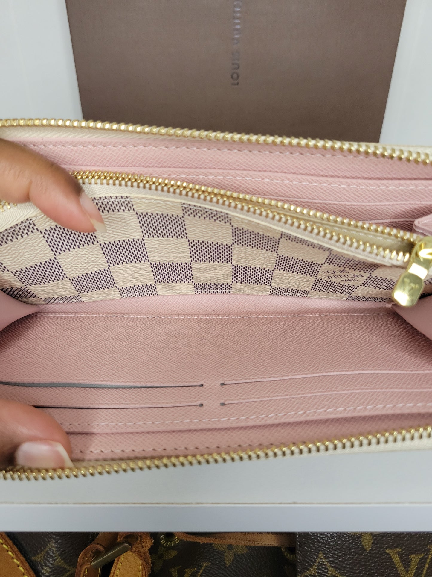 Louis Vuitton Damier Azur Rose Ballerine Clemence Wallet SD2169