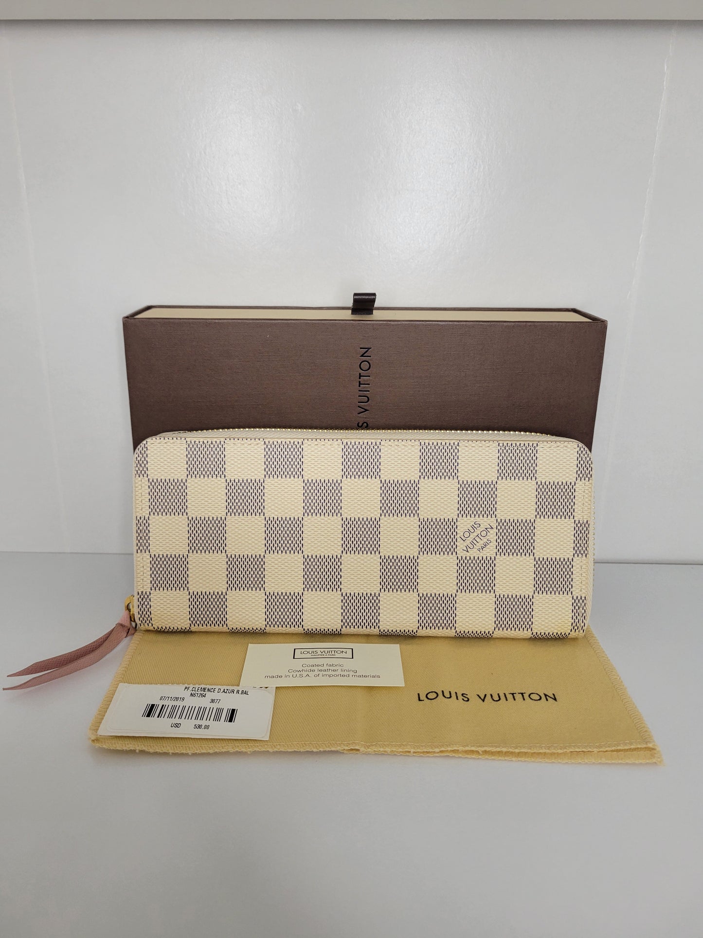 Louis Vuitton Damier Azur Rose Ballerine Clemence Wallet SD2169