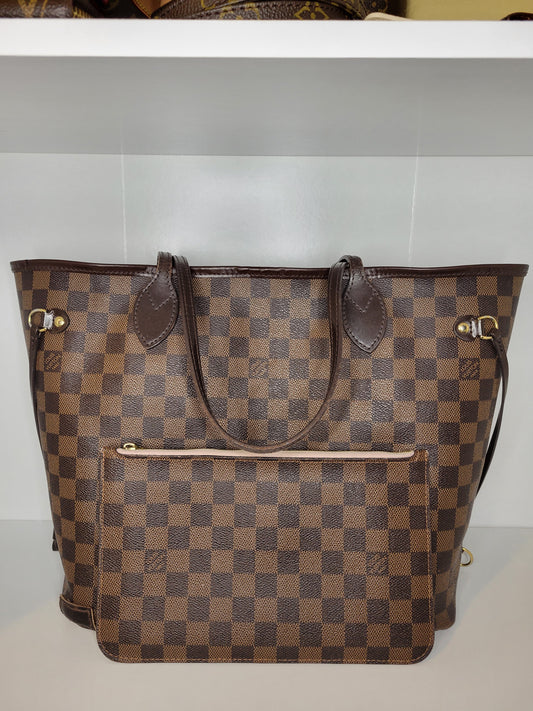 Louis Vuitton Pink Damier Ebene Neverfull MM & Pochette SD3116 / SD3106