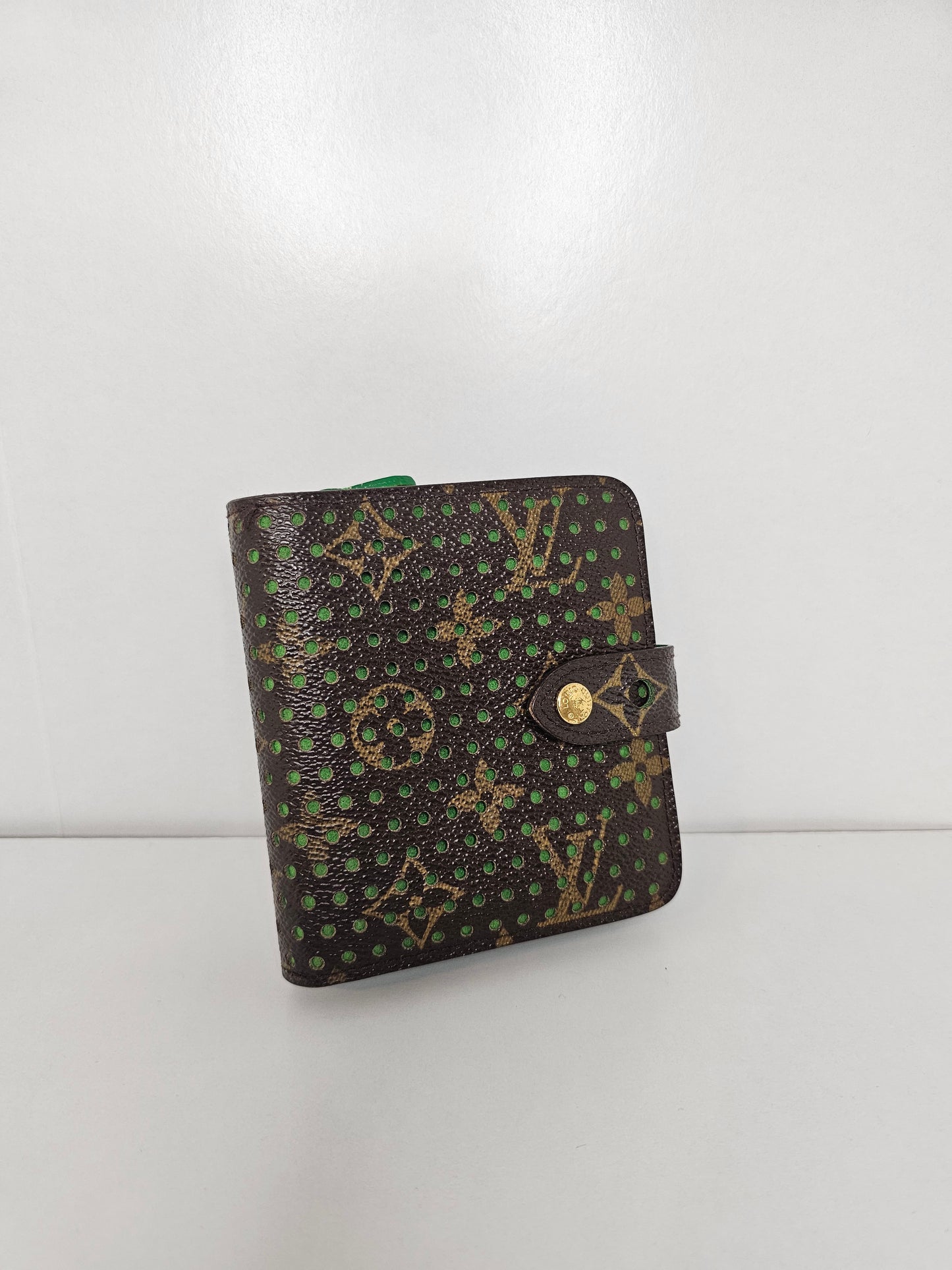 Louis Vuitton Perforated Green Compact Wallet MI0016