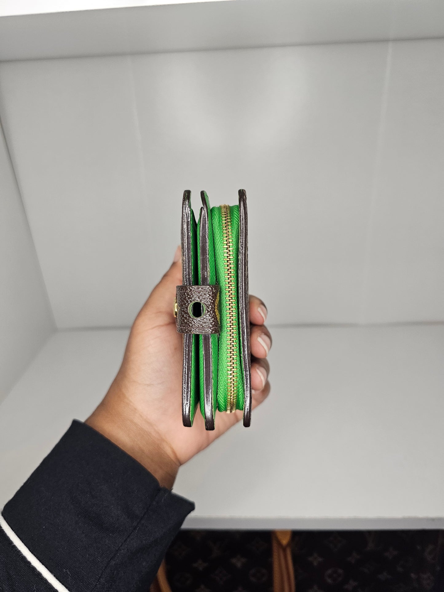 Louis Vuitton Perforated Green Compact Wallet MI0016