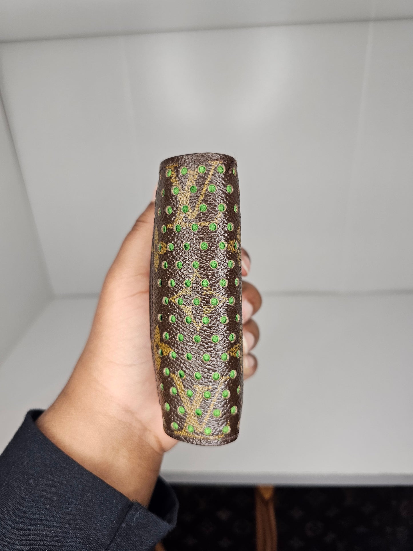 Louis Vuitton Perforated Green Compact Wallet MI0016