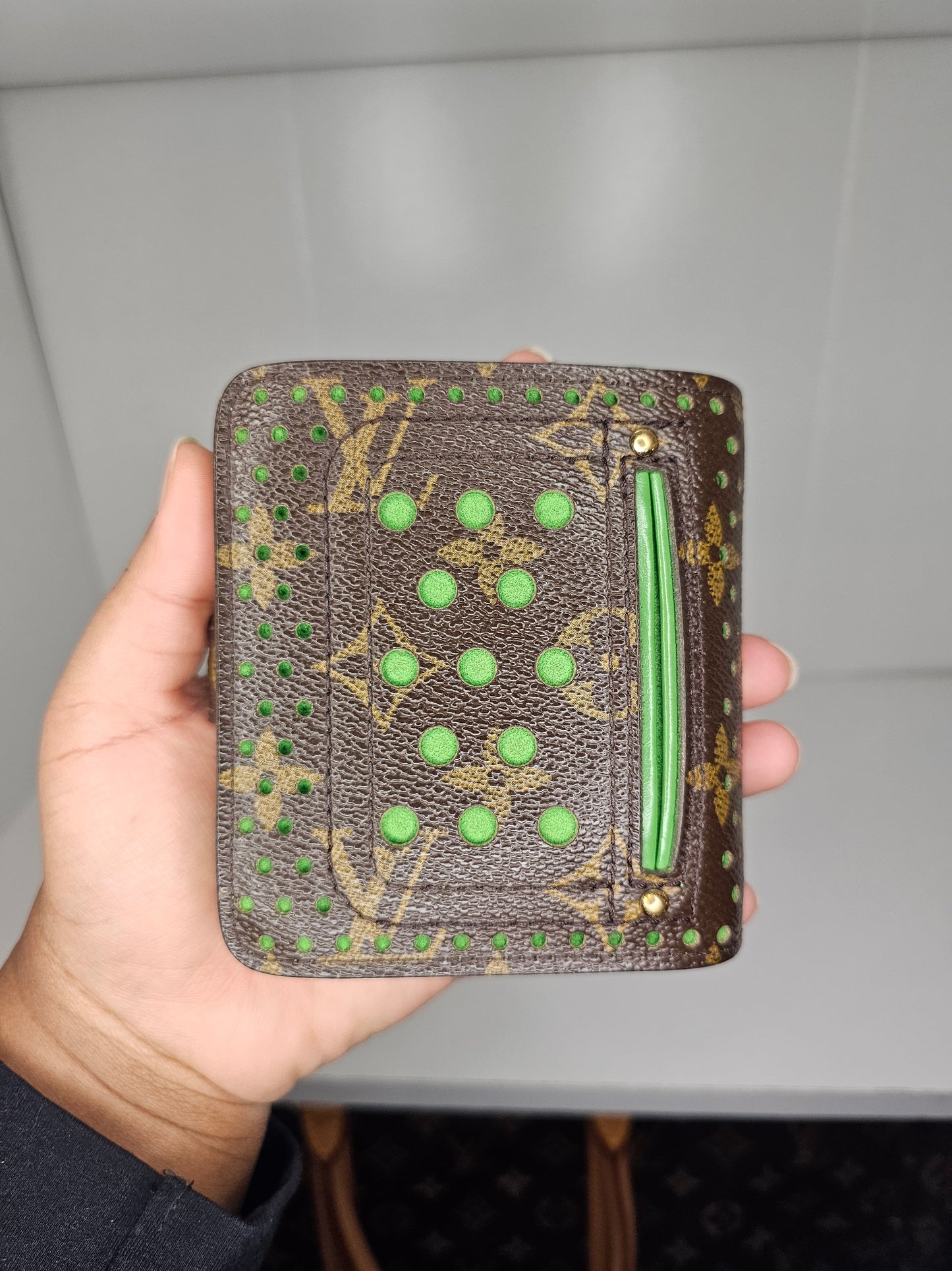 Louis Vuitton Perforated Green Compact Wallet MI0016