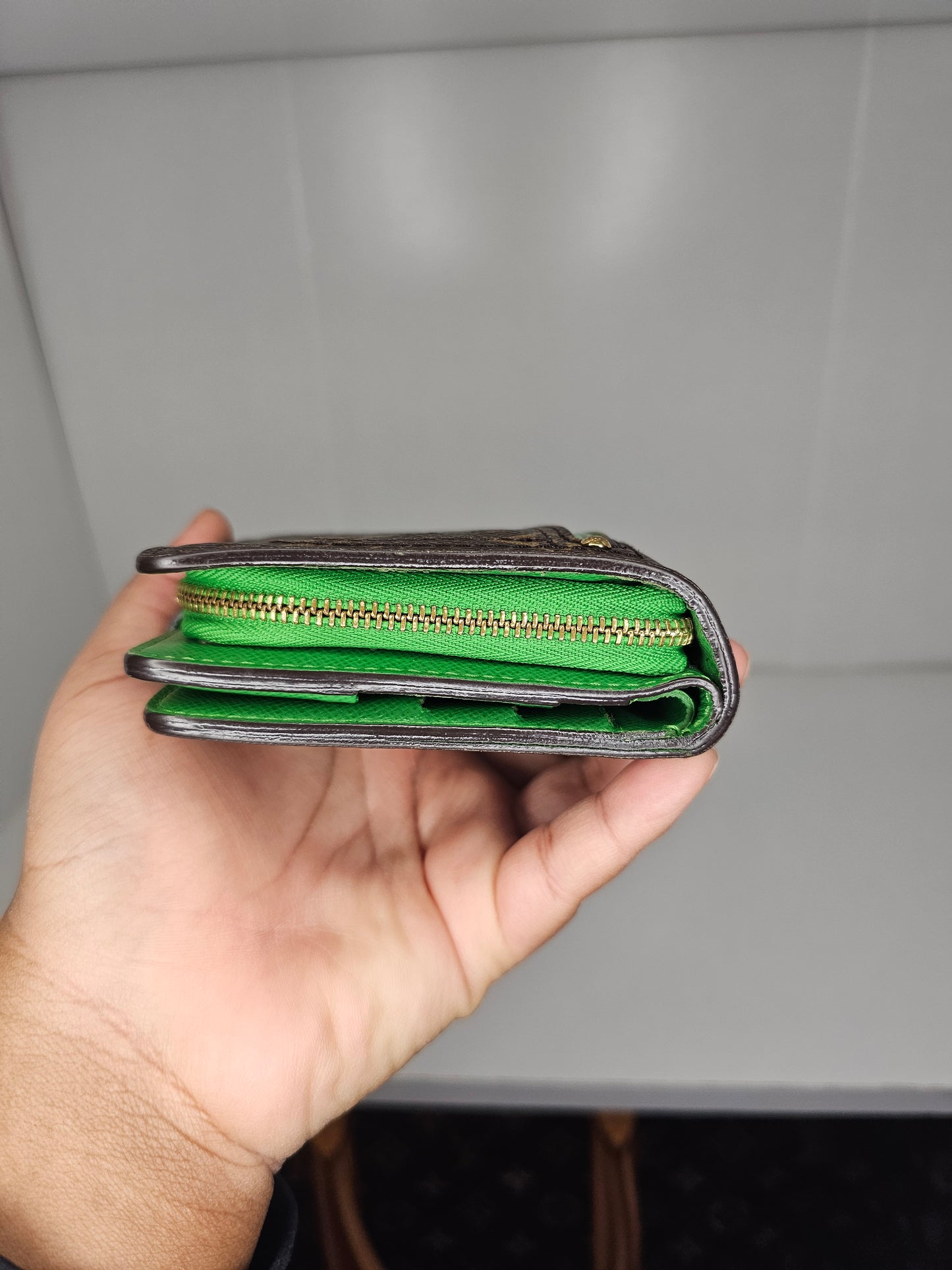 Louis Vuitton Perforated Green Compact Wallet MI0016