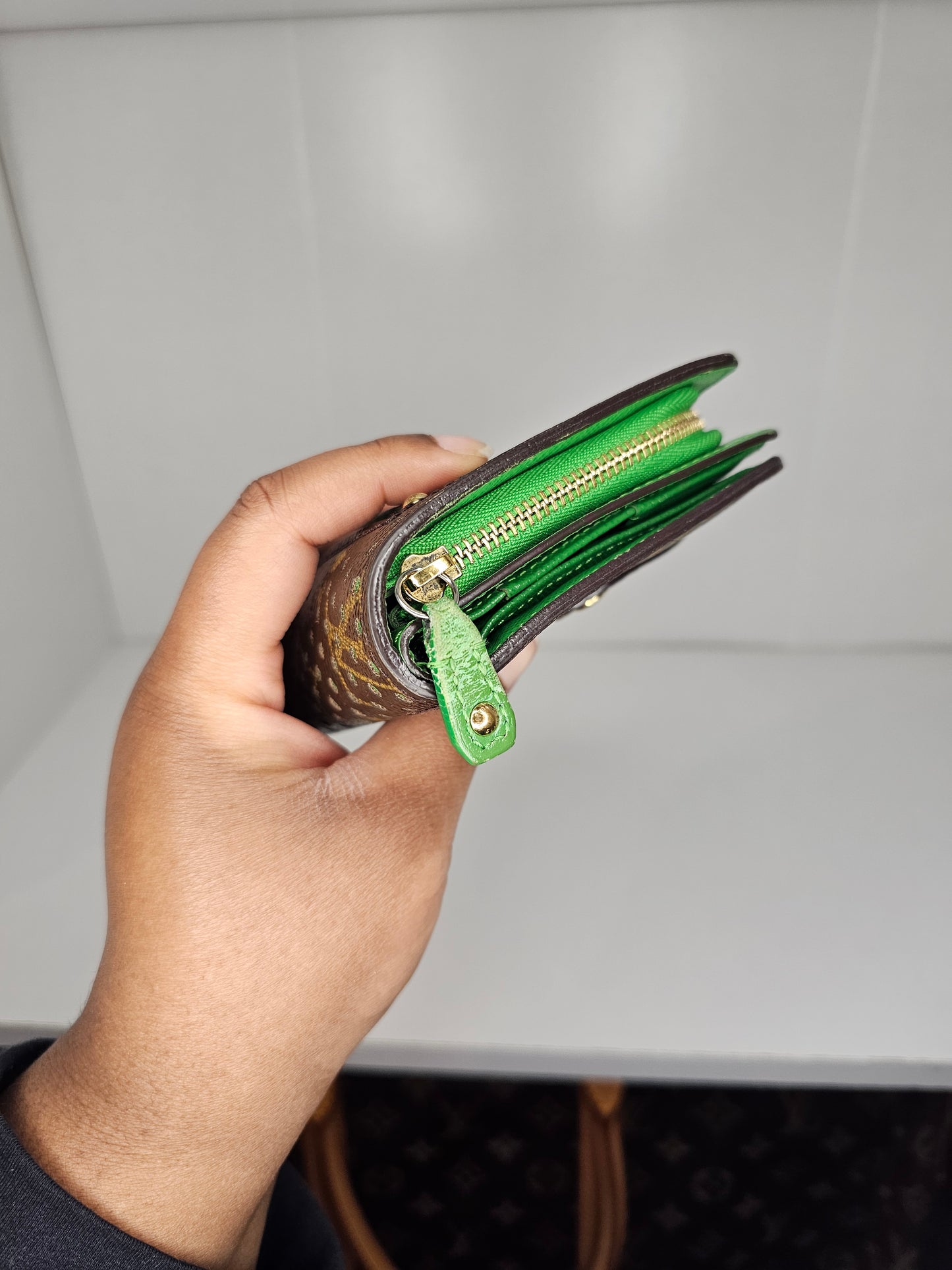 Louis Vuitton Perforated Green Compact Wallet MI0016