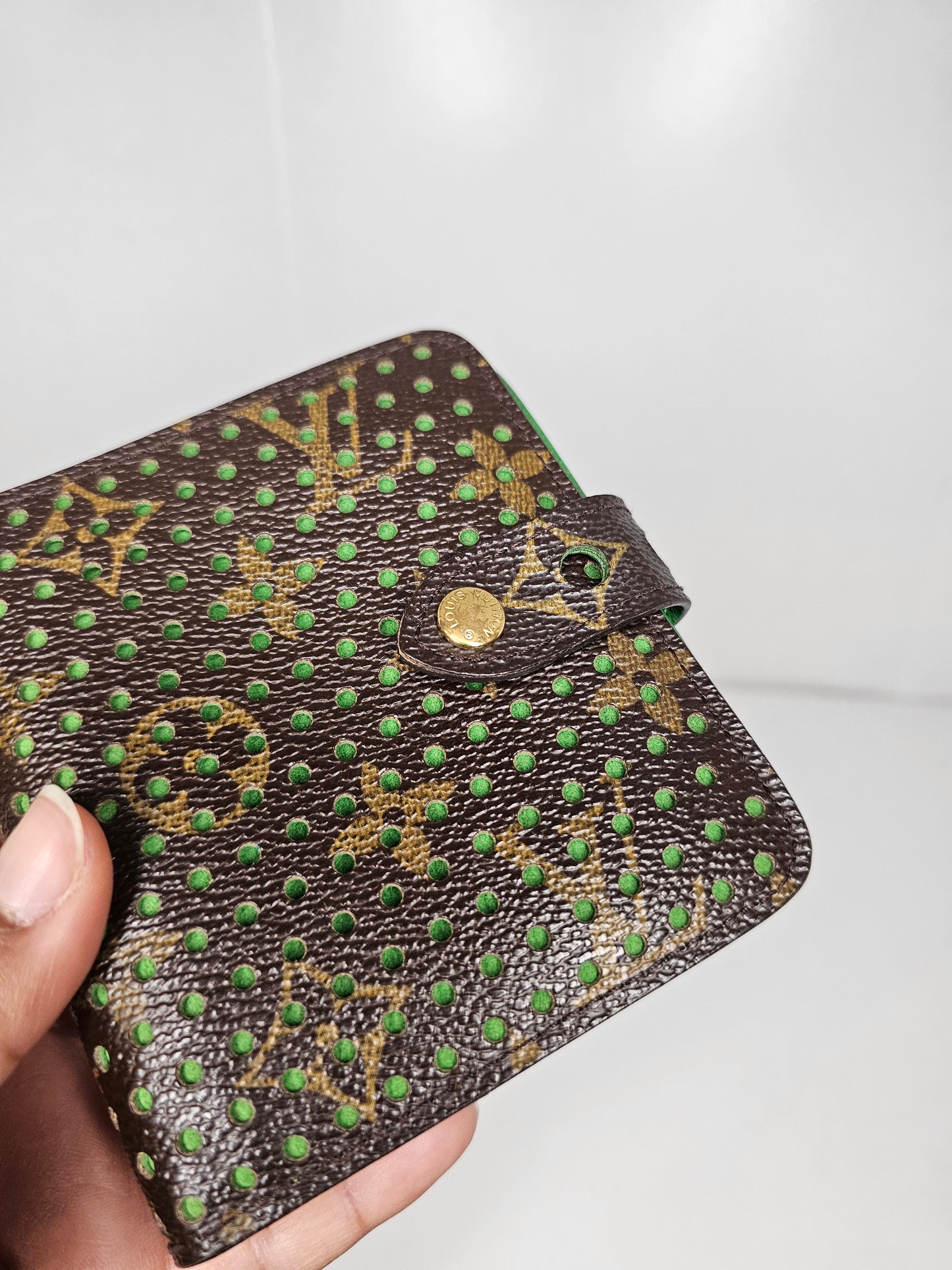 Louis Vuitton Perforated Green Compact Wallet MI0016