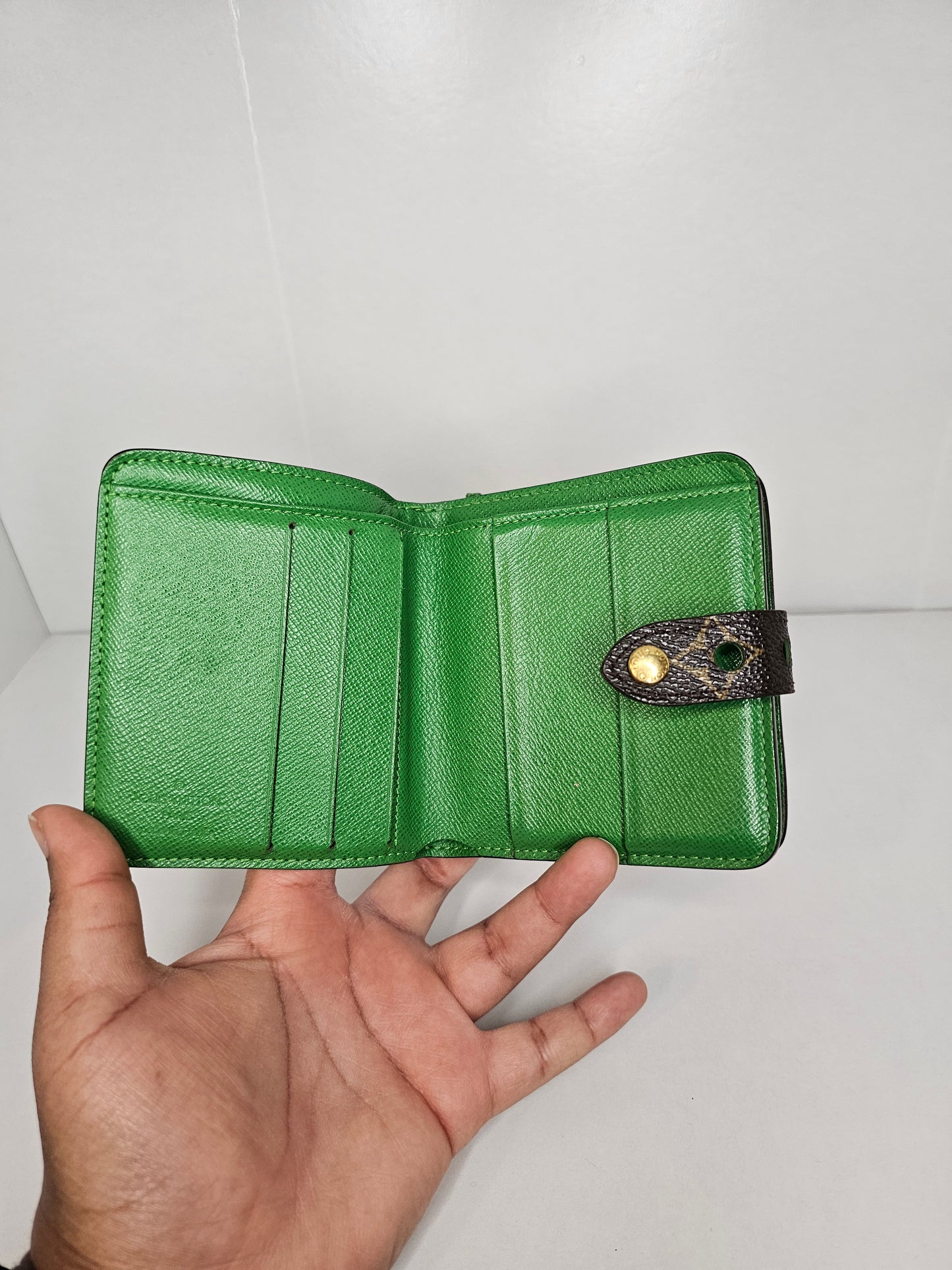 Louis Vuitton Perforated Green Compact Wallet MI0016