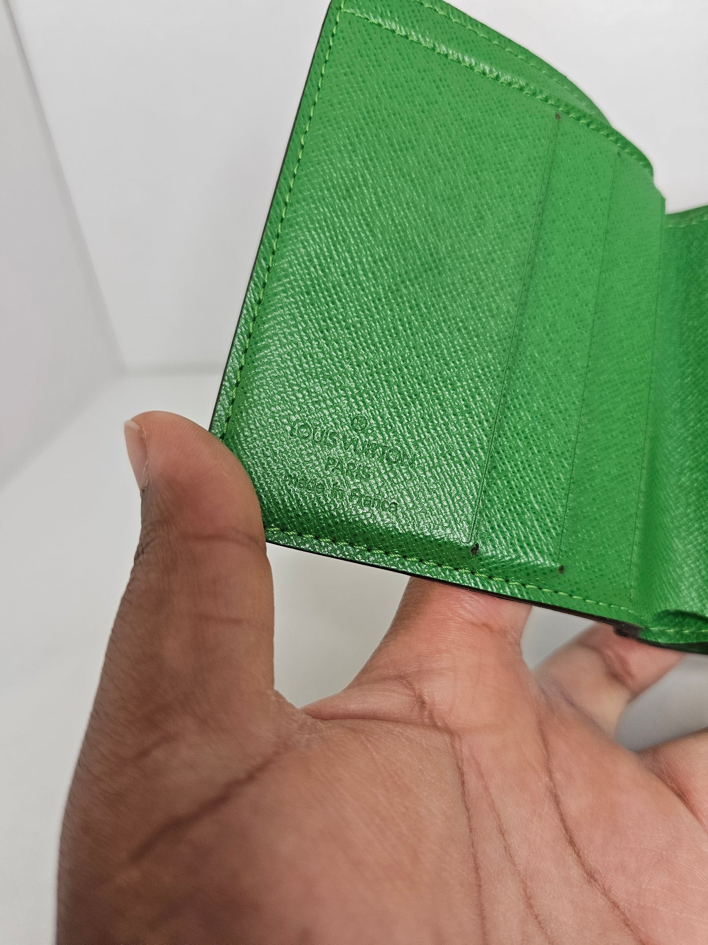 Louis Vuitton Perforated Green Compact Wallet MI0016
