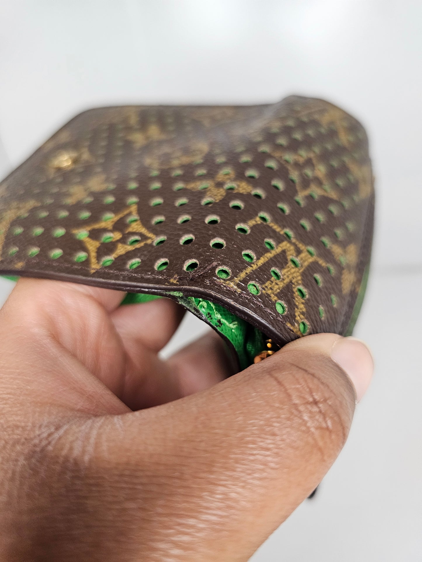 Louis Vuitton Perforated Green Compact Wallet MI0016