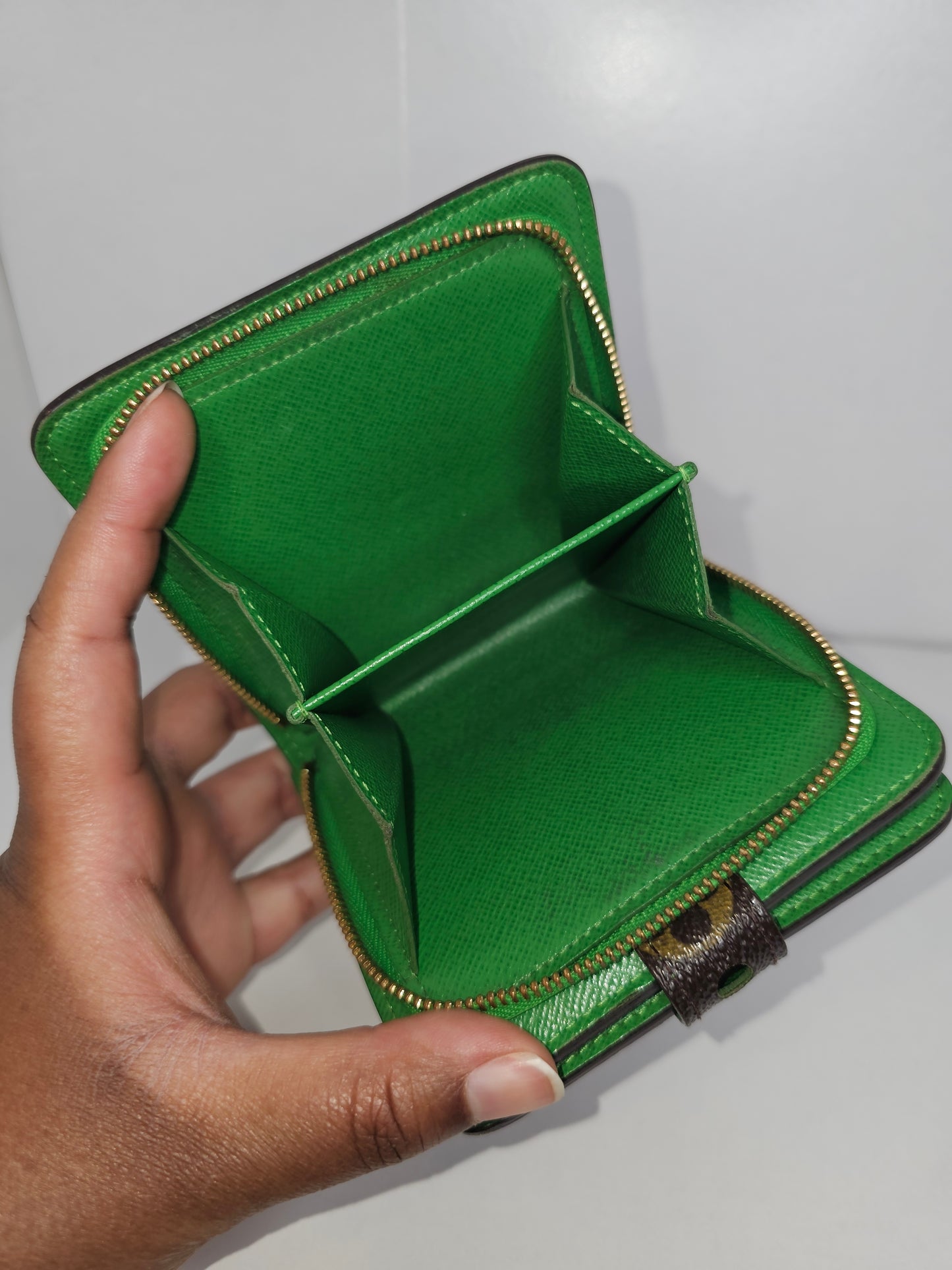 Louis Vuitton Perforated Green Compact Wallet MI0016