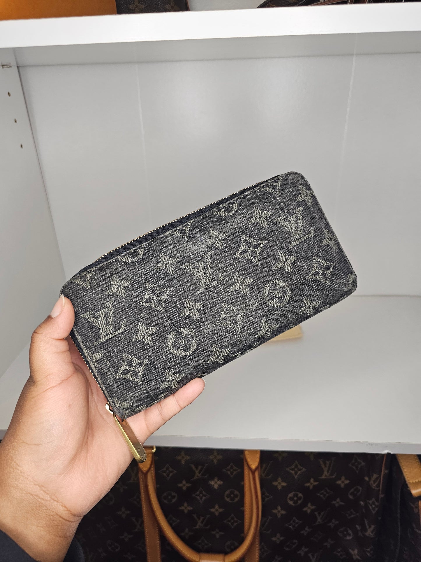 Louis Vuitton Black Denim Zippy Wallet CA1008