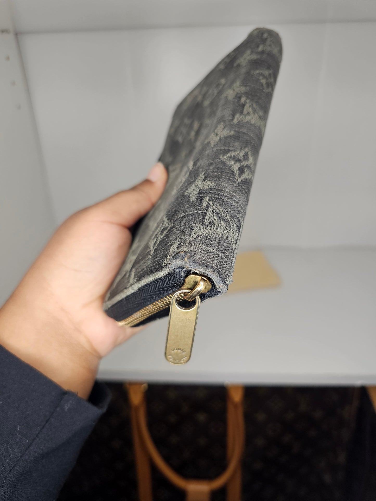 Louis Vuitton Black Denim Zippy Wallet CA1008