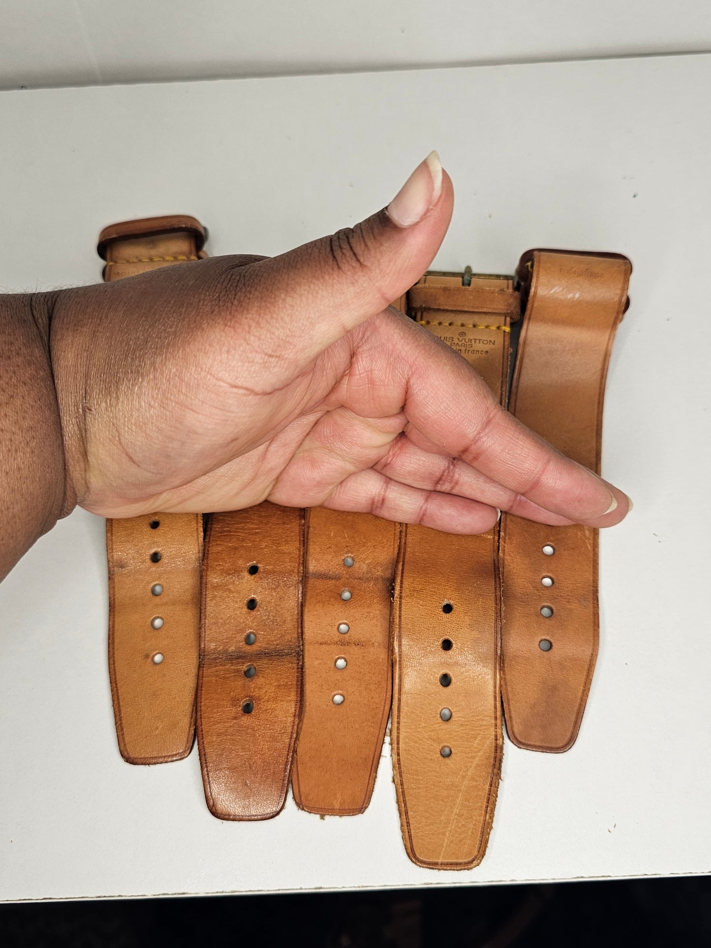 Louis Vuitton Vachetta Poignet Strap / Tag Holder Set (2)