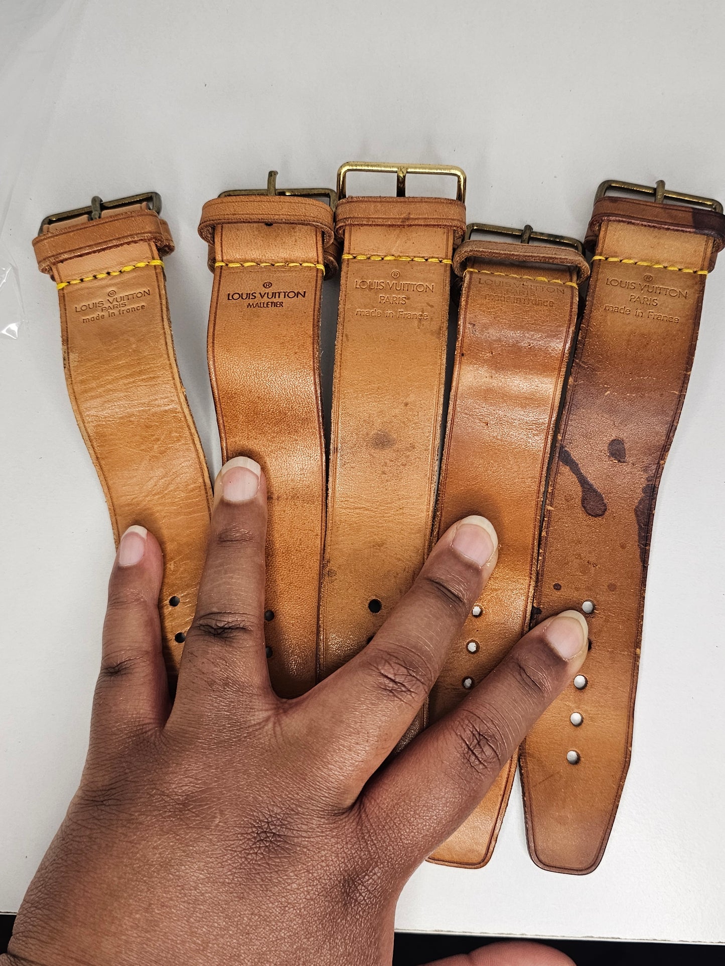 Louis Vuitton Vachetta Poignet Strap / Tag Holder Set (3)