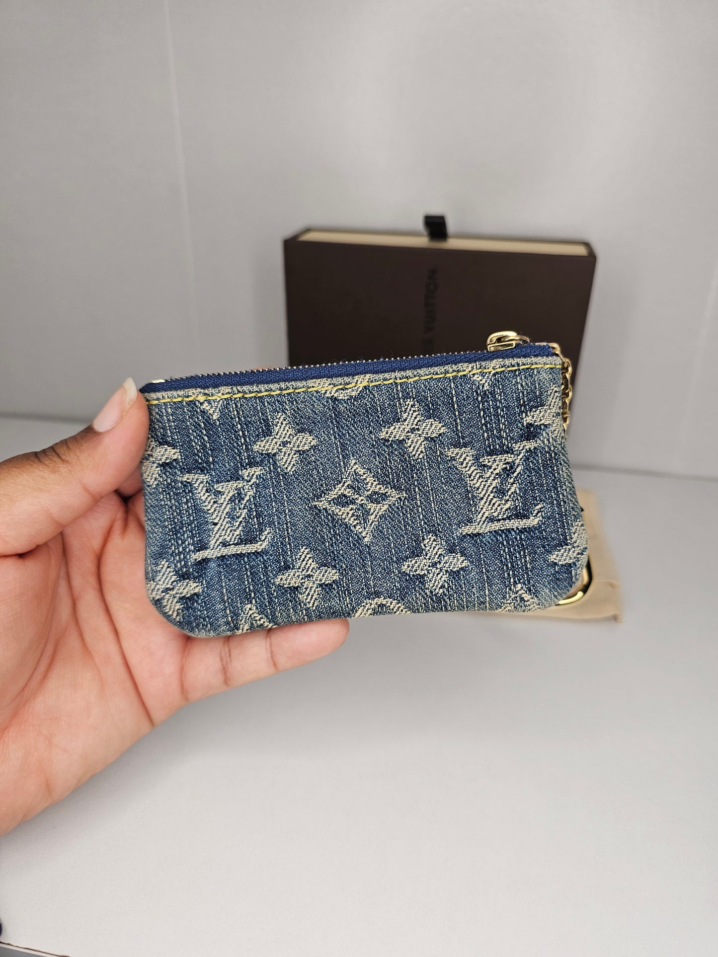 Louis Vuitton Vintage Denim Blue Key Pouch CA0097