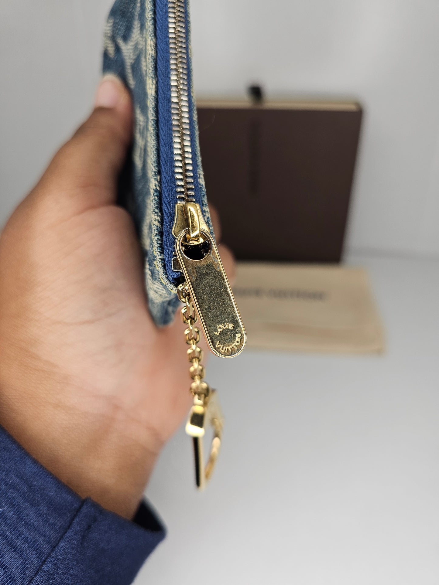 Louis Vuitton Vintage Denim Blue Key Pouch CA0097