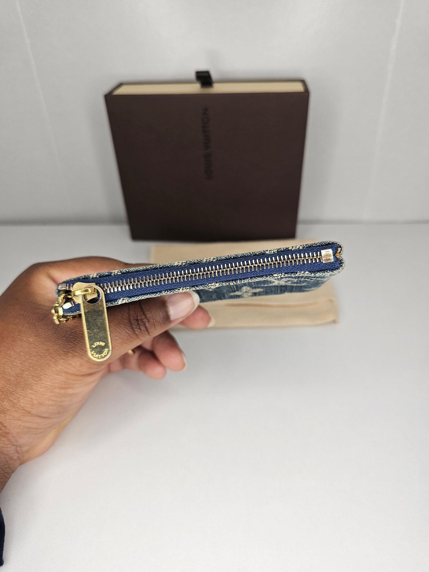 Louis Vuitton Vintage Denim Blue Key Pouch CA0097