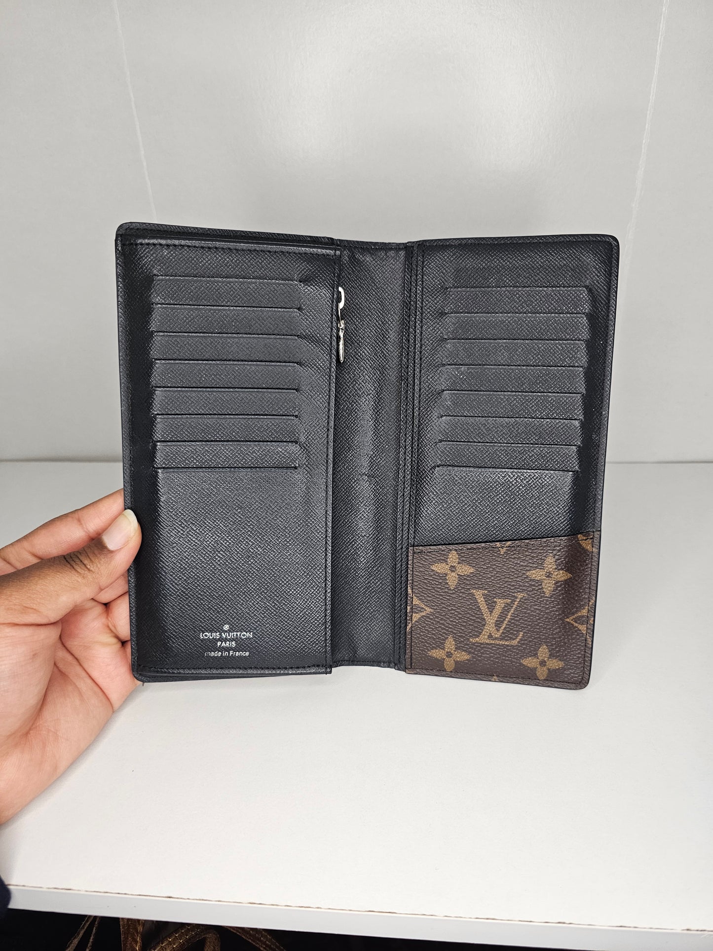 Louis Vuitton Black Macassar Brazza Wallet RA4260
