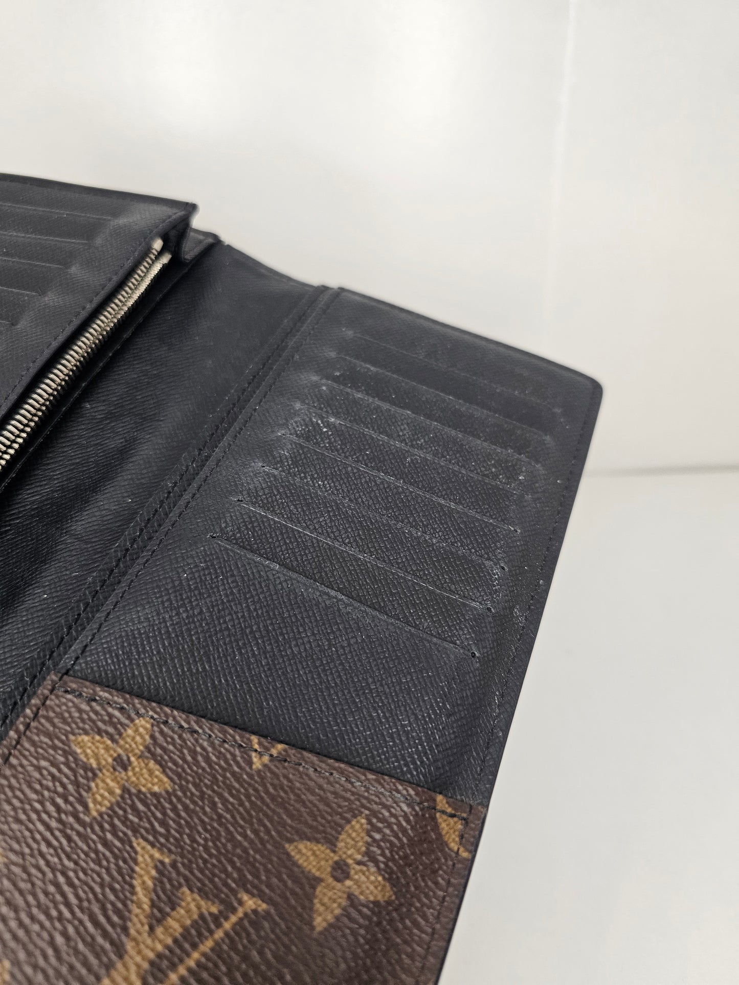 Louis Vuitton Black Macassar Brazza Wallet RA4260