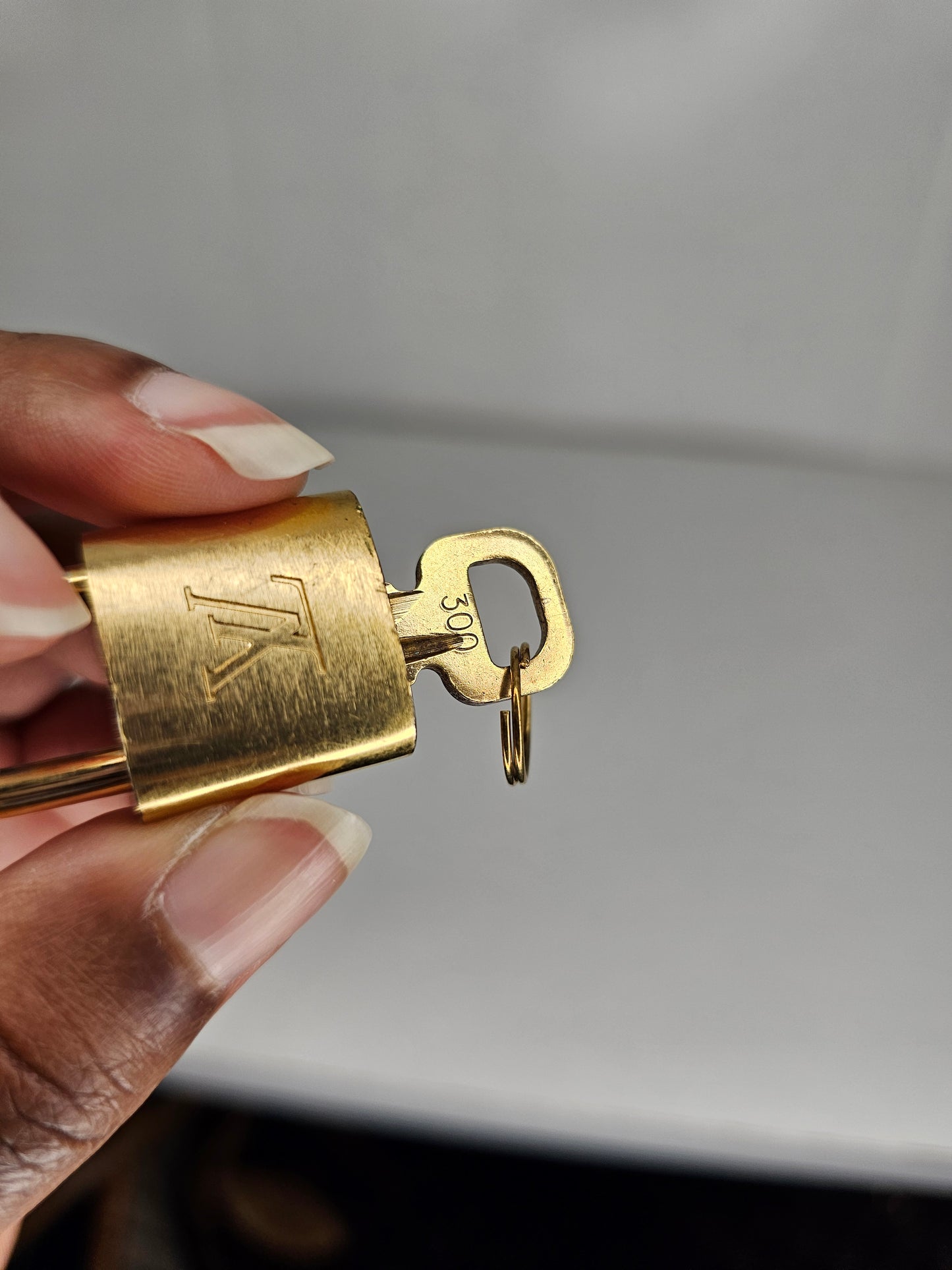 Louis Vuitton Gold Brass Lock and Key #300