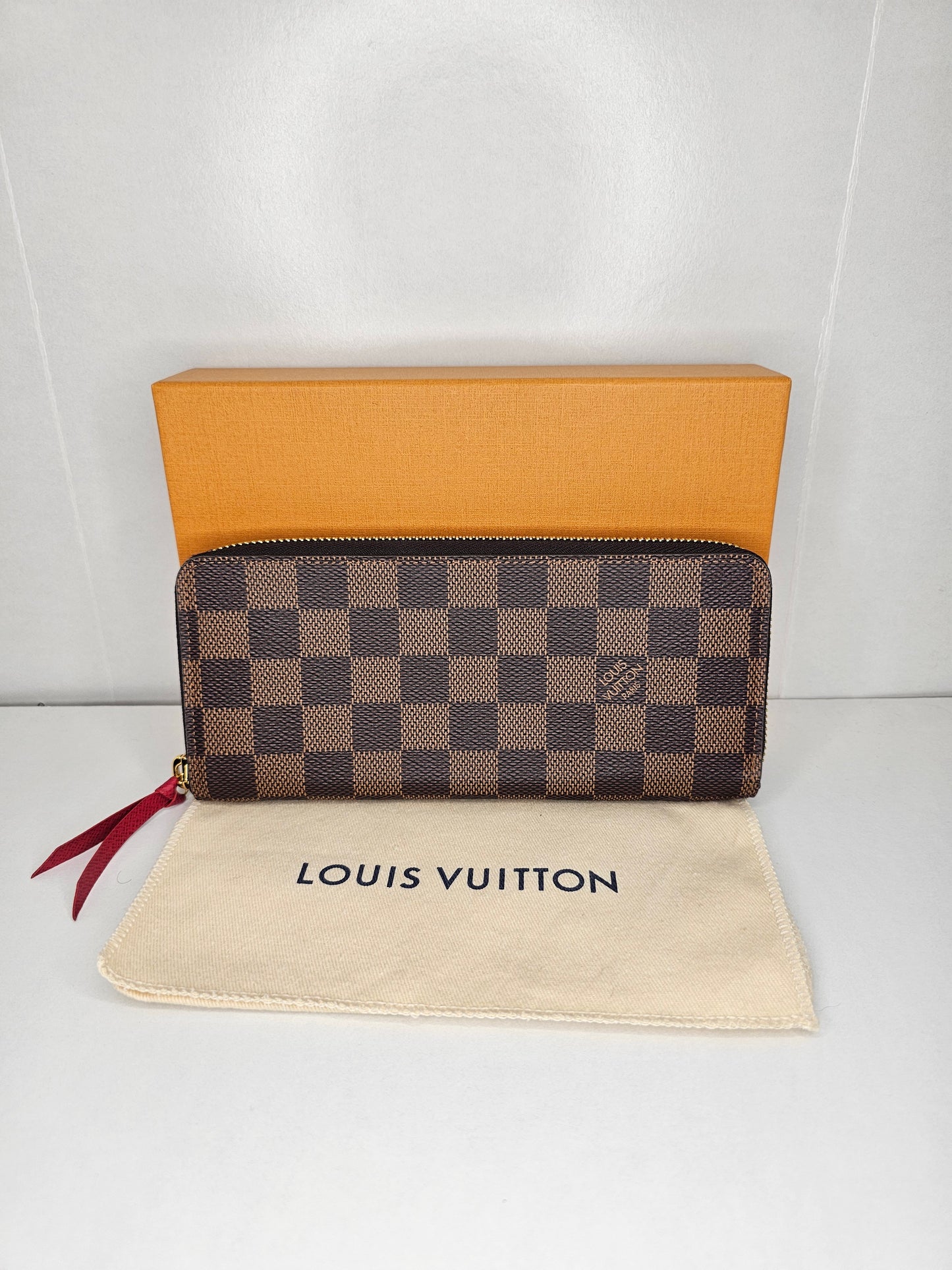 Louis Vuitton Damier Ebene Red Clemence Wallet 💾