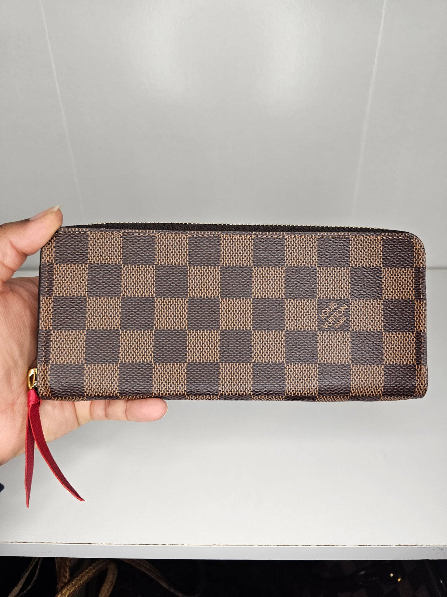 Louis Vuitton Damier Ebene Red Clemence Wallet 💾