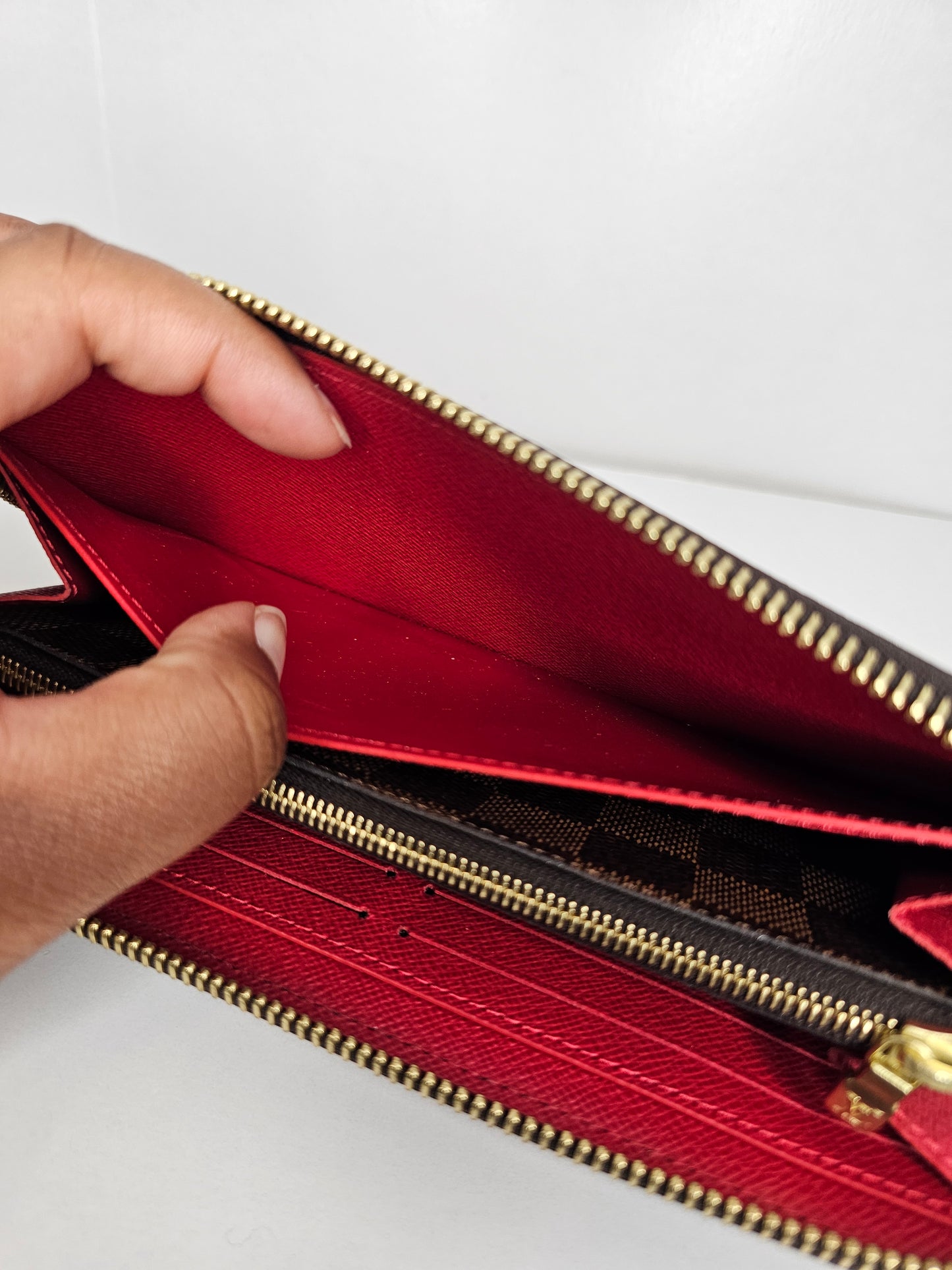 Louis Vuitton Damier Ebene Red Clemence Wallet 💾