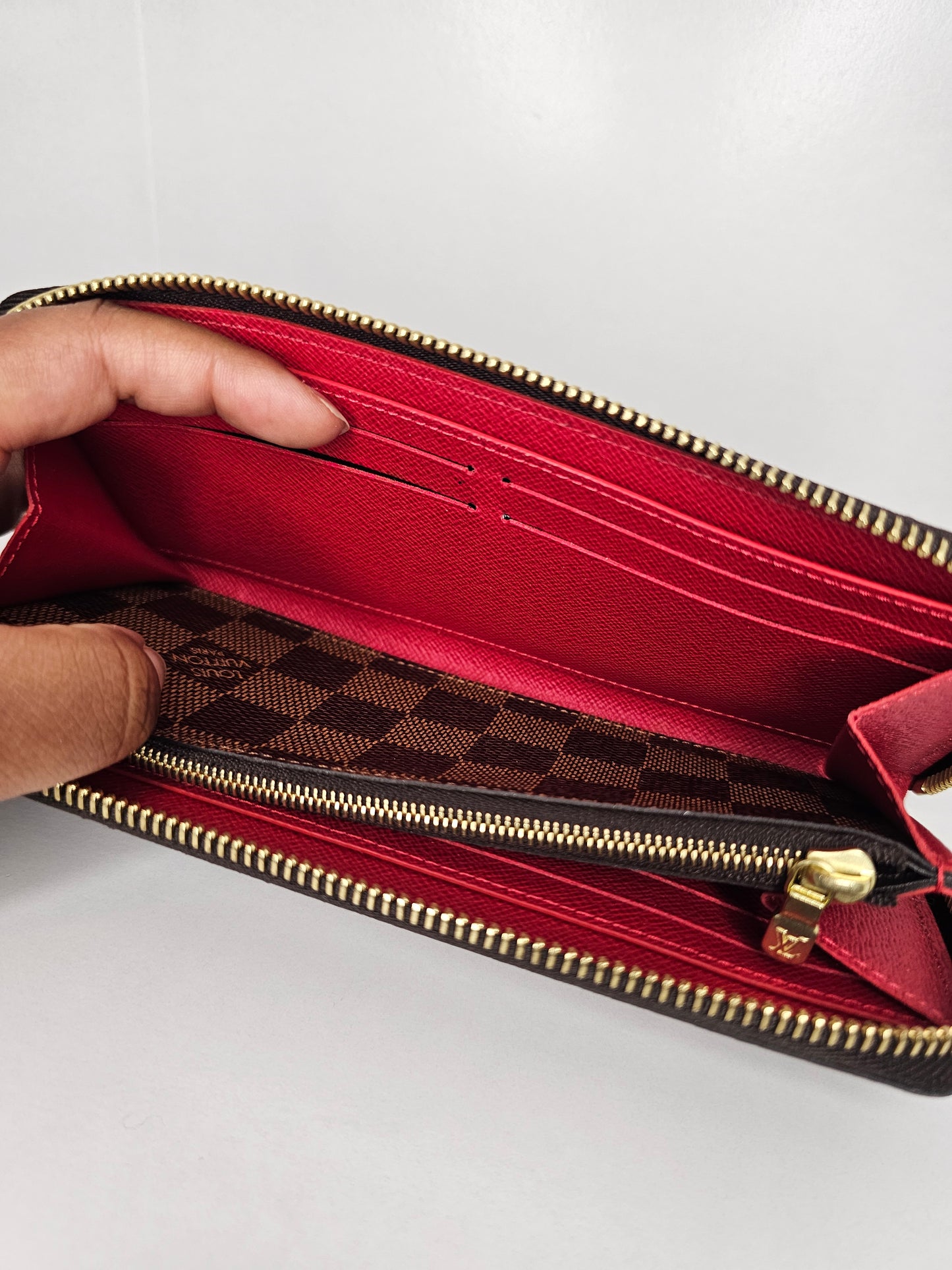 Louis Vuitton Damier Ebene Red Clemence Wallet 💾