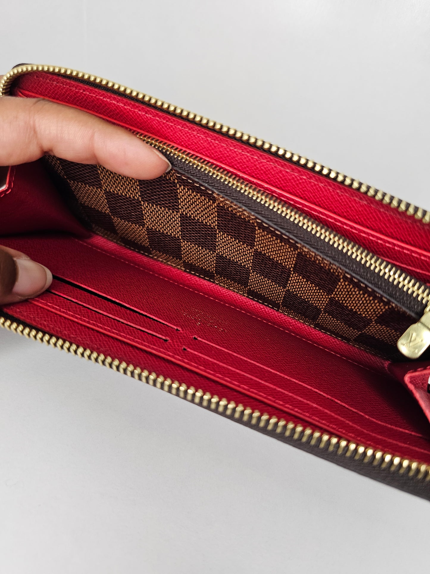 Louis Vuitton Damier Ebene Red Clemence Wallet 💾