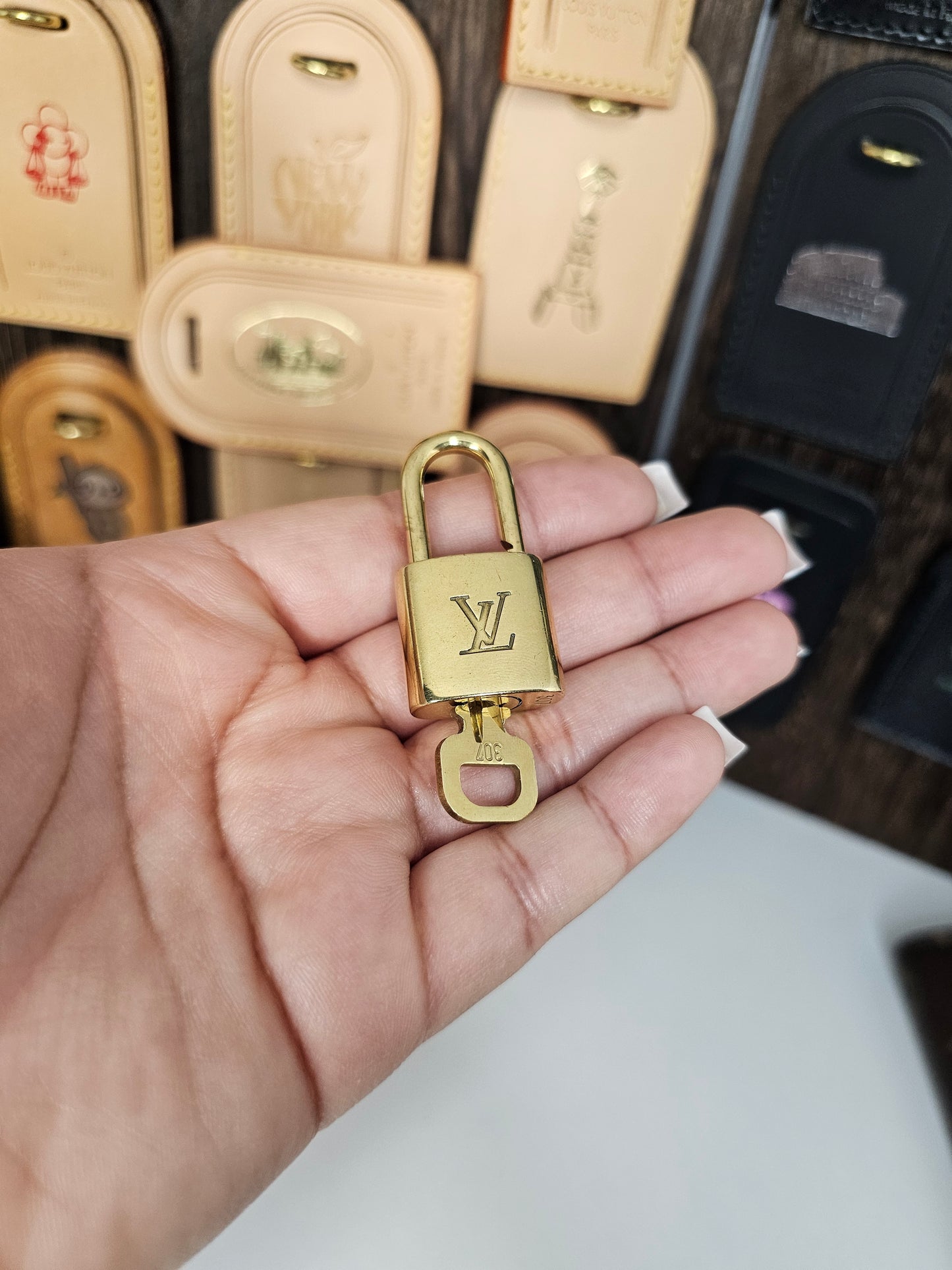 Louis Vuitton Lock and Key Set Gold Colored Brass #307