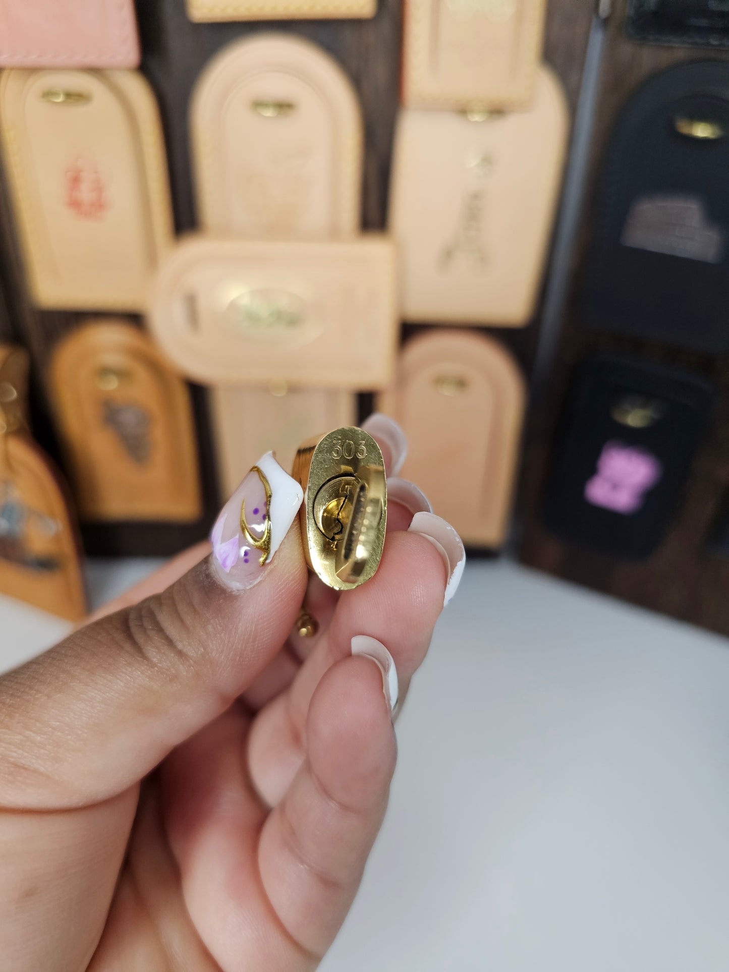Louis Vuitton Lock and Key Set Gold Colored Brass #303