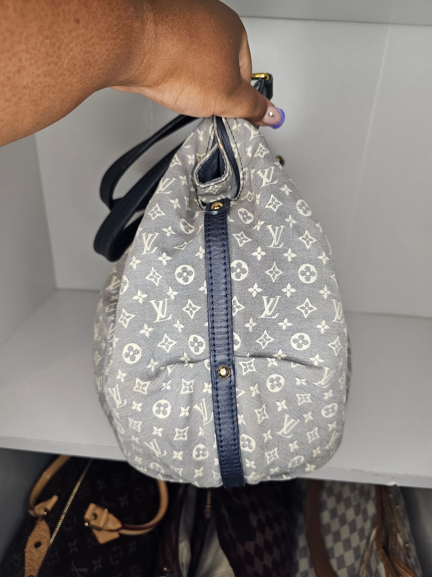 Louis Vuitton Monogram Mini Lin Blue Fantaisie Shoulder Bag TR0141