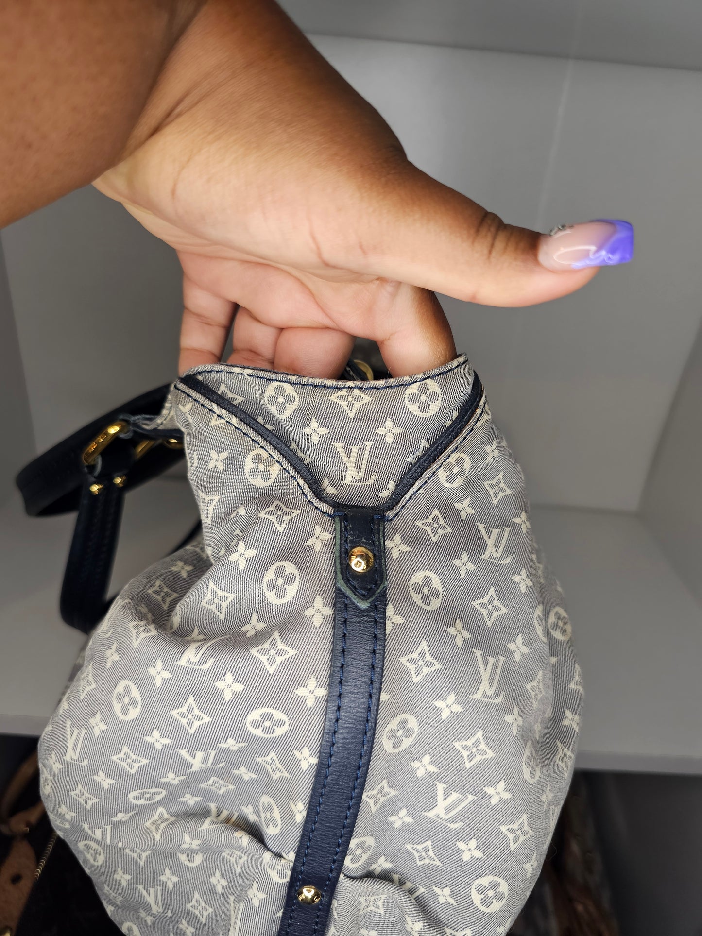 Louis Vuitton Monogram Mini Lin Blue Fantaisie Shoulder Bag TR0141