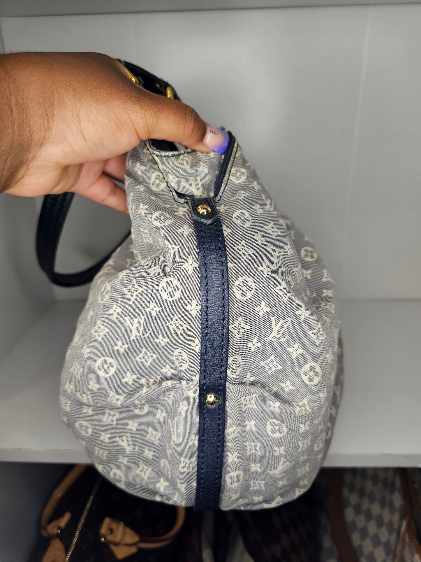 Louis Vuitton Monogram Mini Lin Blue Fantaisie Shoulder Bag TR0141