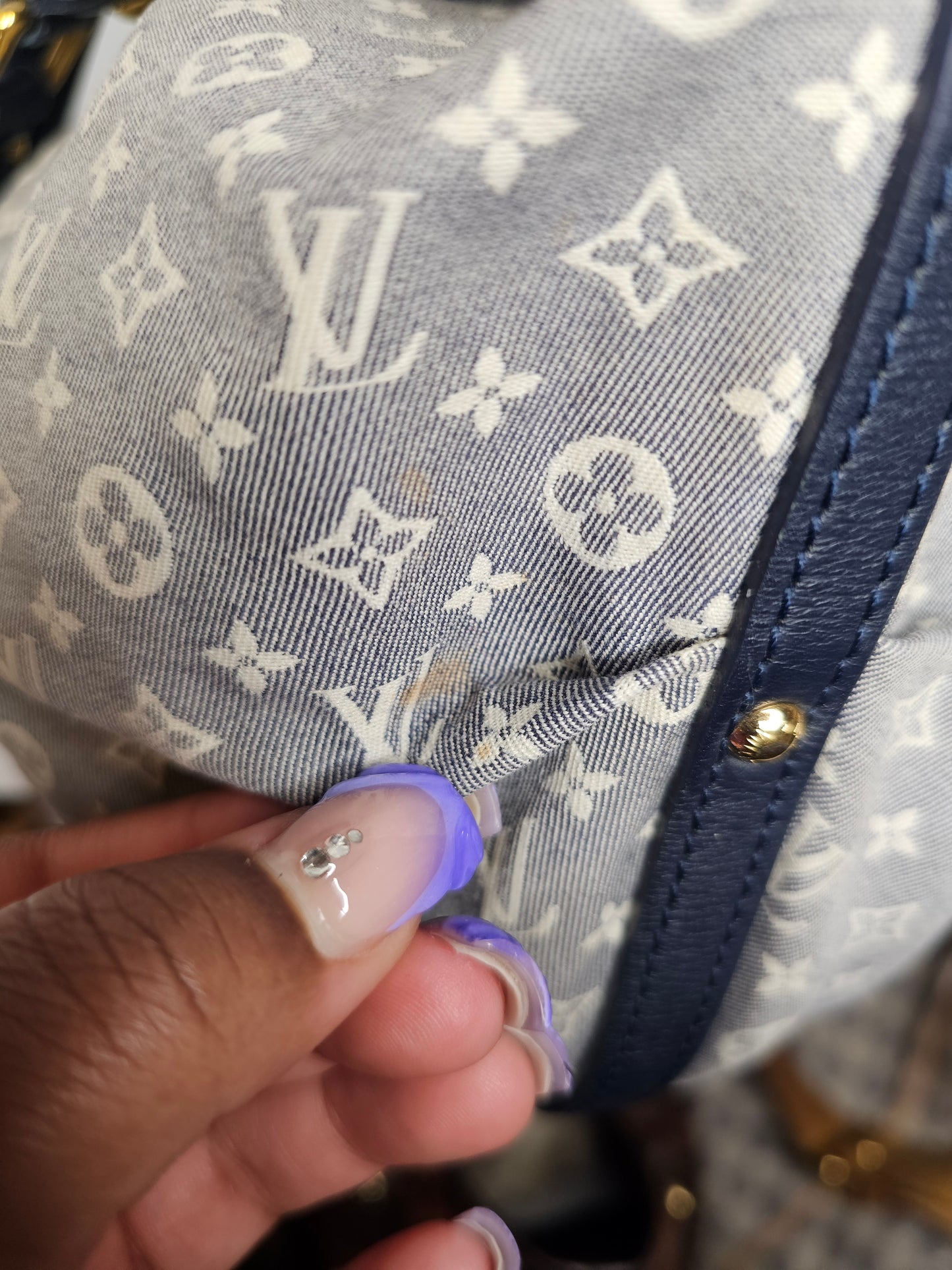 Louis Vuitton Monogram Mini Lin Blue Fantaisie Shoulder Bag TR0141
