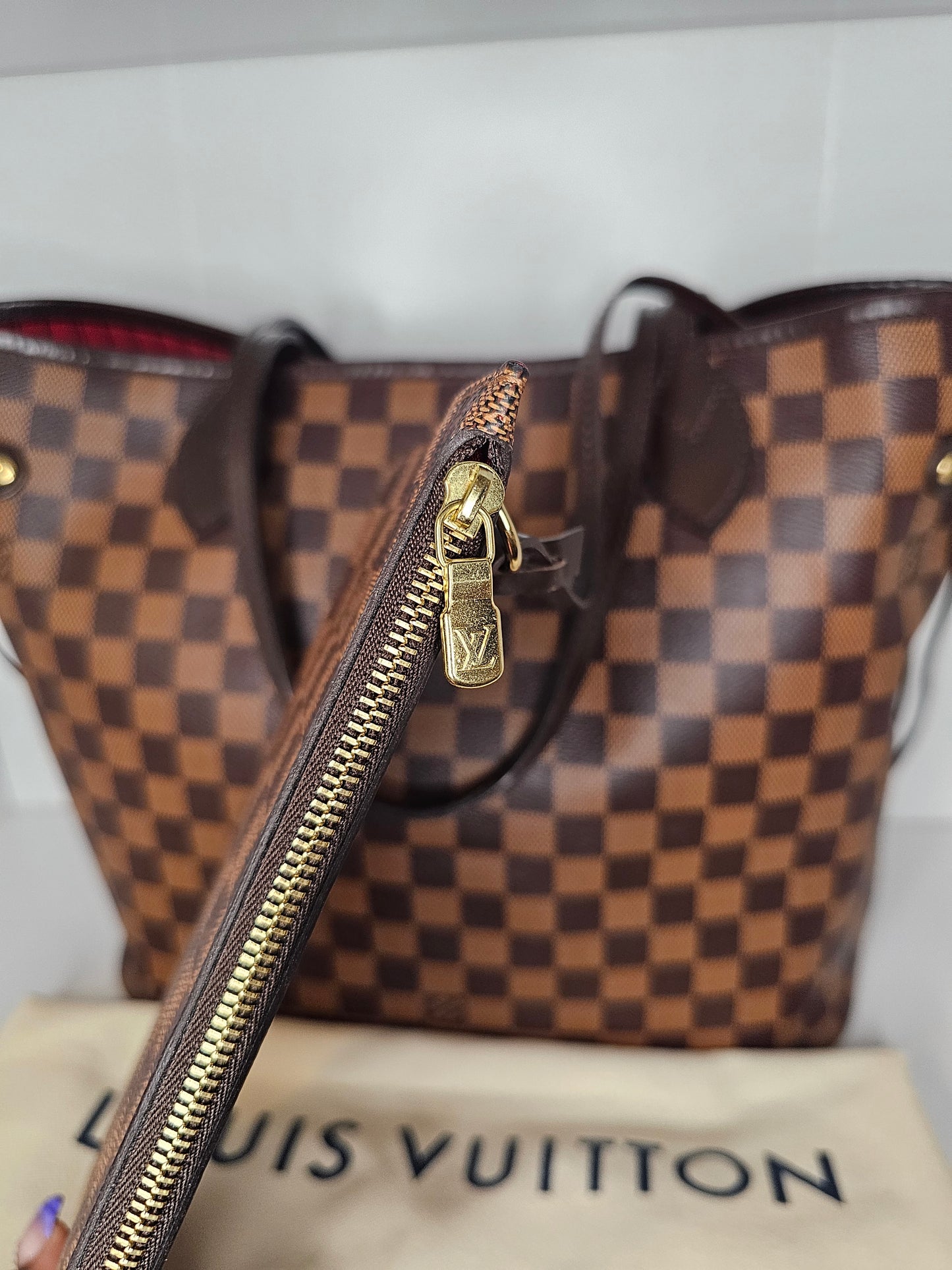 Louis Vuitton Damier Ebene Neverfull MM & Pochette SD0156