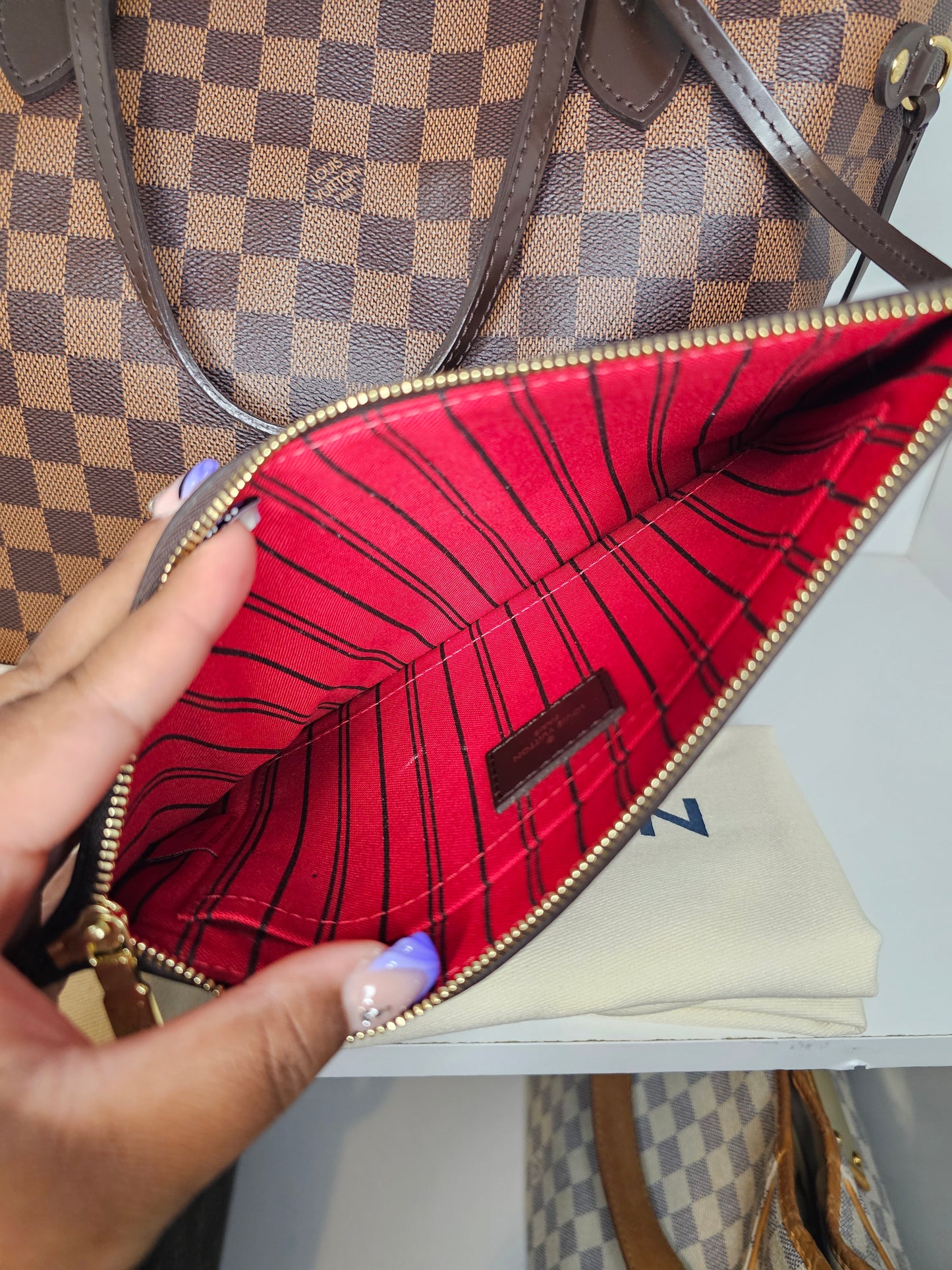 Louis Vuitton Damier Ebene Neverfull MM & Pochette SD0156