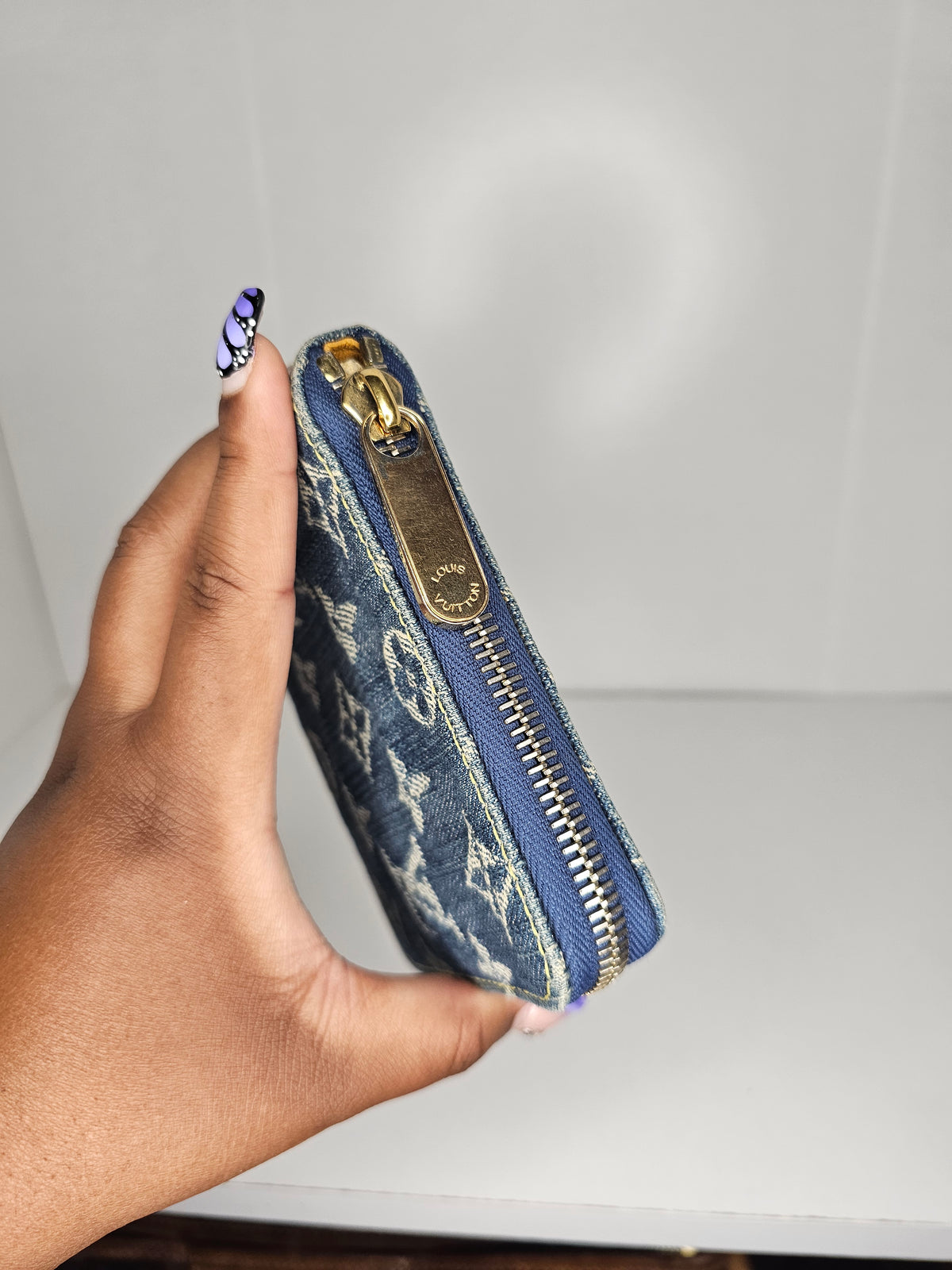 Louis Vuitton Blue Denim Compact Wallet TH0097