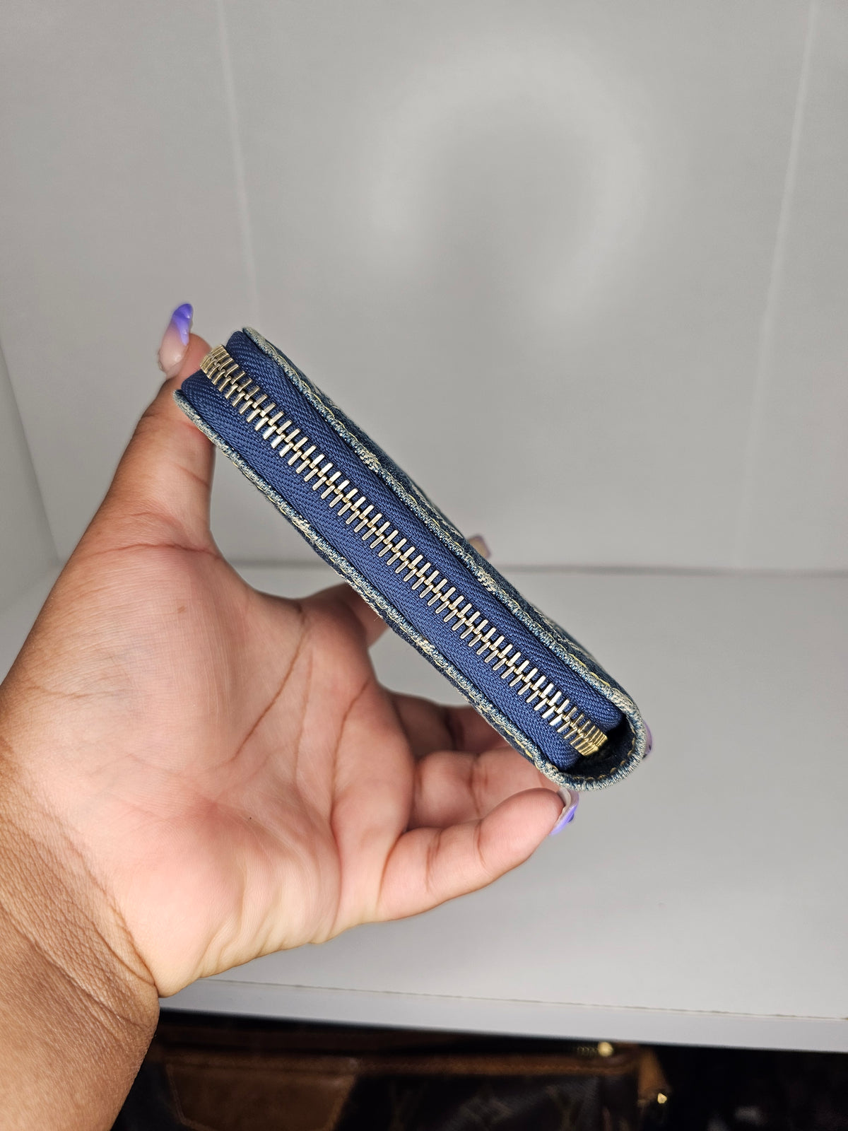 Louis Vuitton Blue Denim Compact Wallet TH0097
