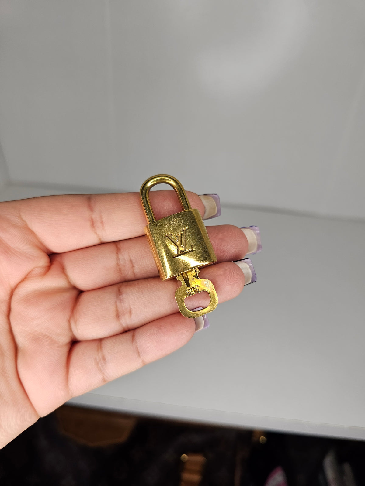 Louis Vuitton Lock and Key Set Gold Colored Brass #308
