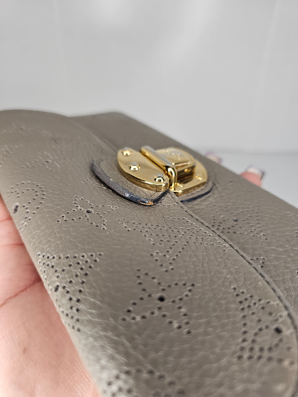 Louis Vuitton Gray / Beige Mahina Amelia Wallet TN2172