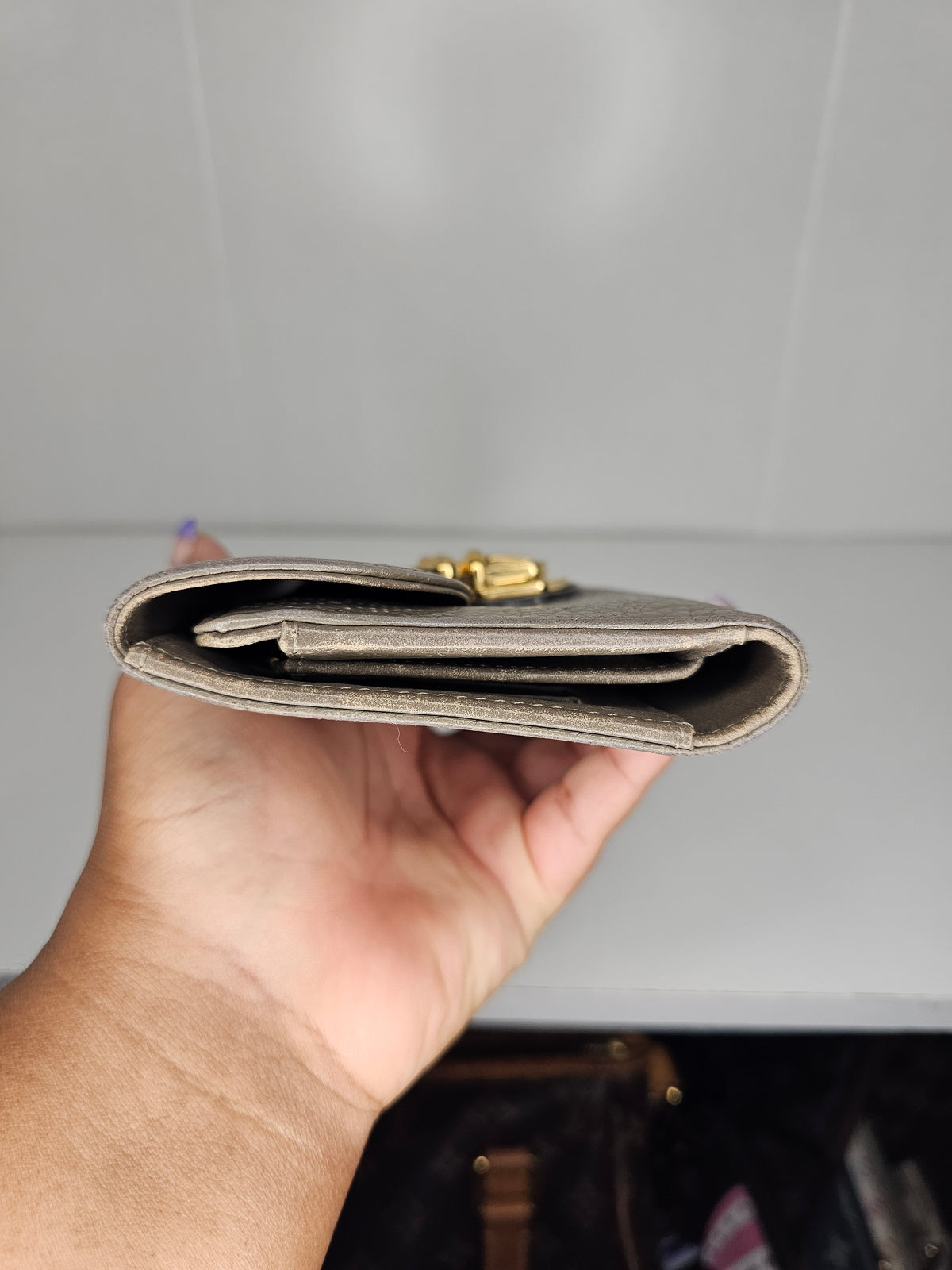Louis Vuitton Gray / Beige Mahina Amelia Wallet TN2172